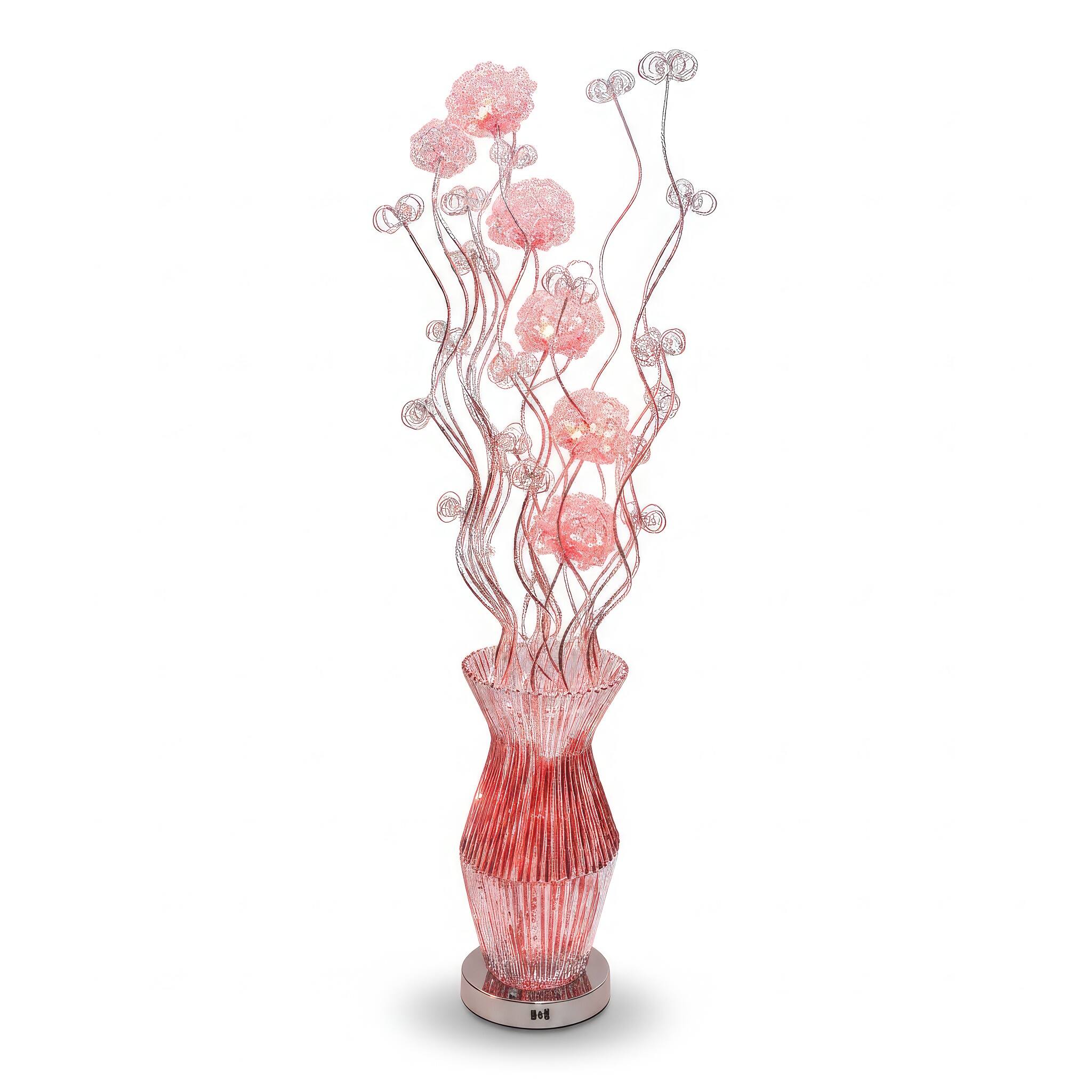 Angle. FC Design - 55"H Elegant Translucent Vase with Purple Pink  Floral Flame LED Floor Lamp.