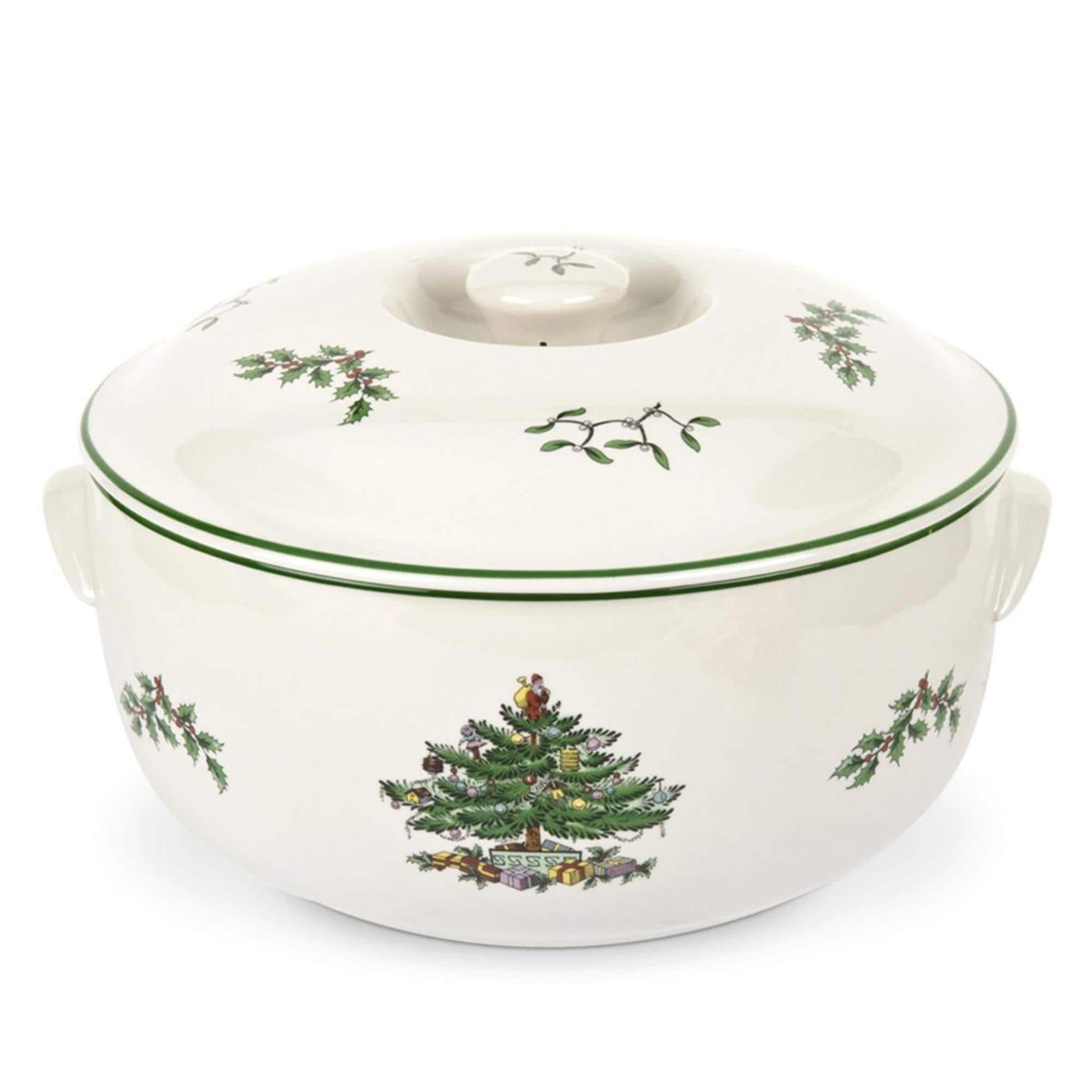 Spode - Christmas Tree Round Covered Casserole Dish - Multicolored