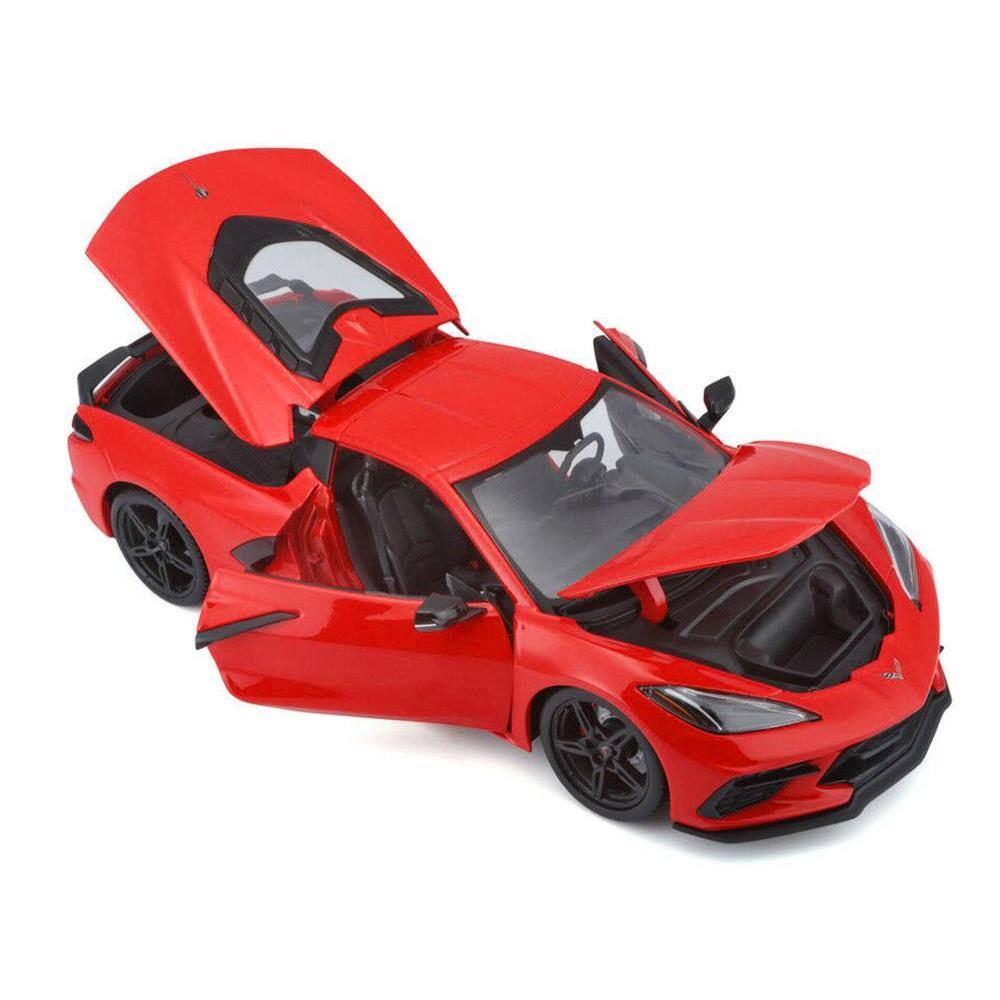 Angle. Maisto - 2020 Chevrolet Corvette Stingray C8 Red 1/18 Diecast Model Car by Maisto - Red.