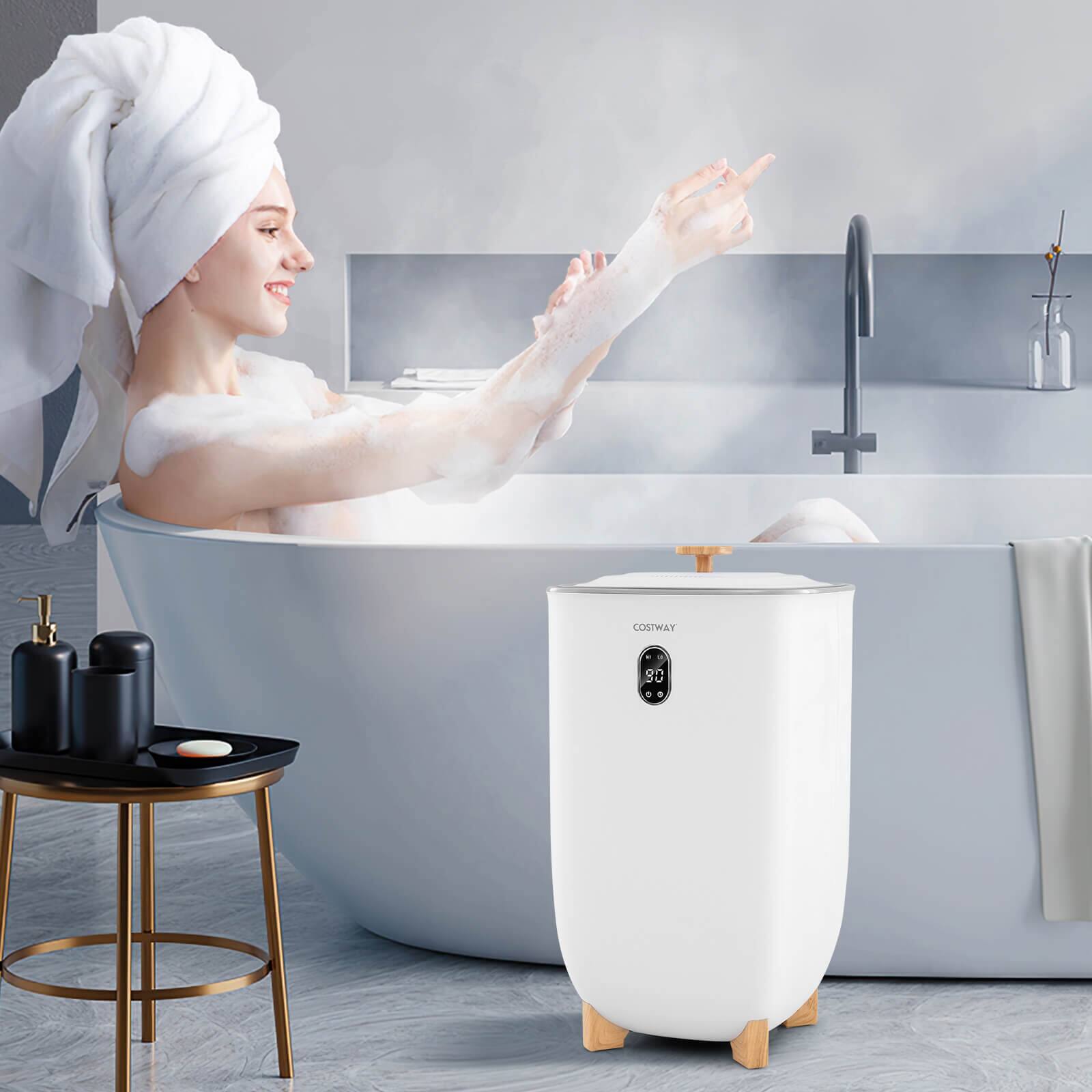 Alt View 3. Costway - Costway 40L Large Towel Warmer for Bathroom with 2 Heat Levels Timer & Auto Shut off - White.