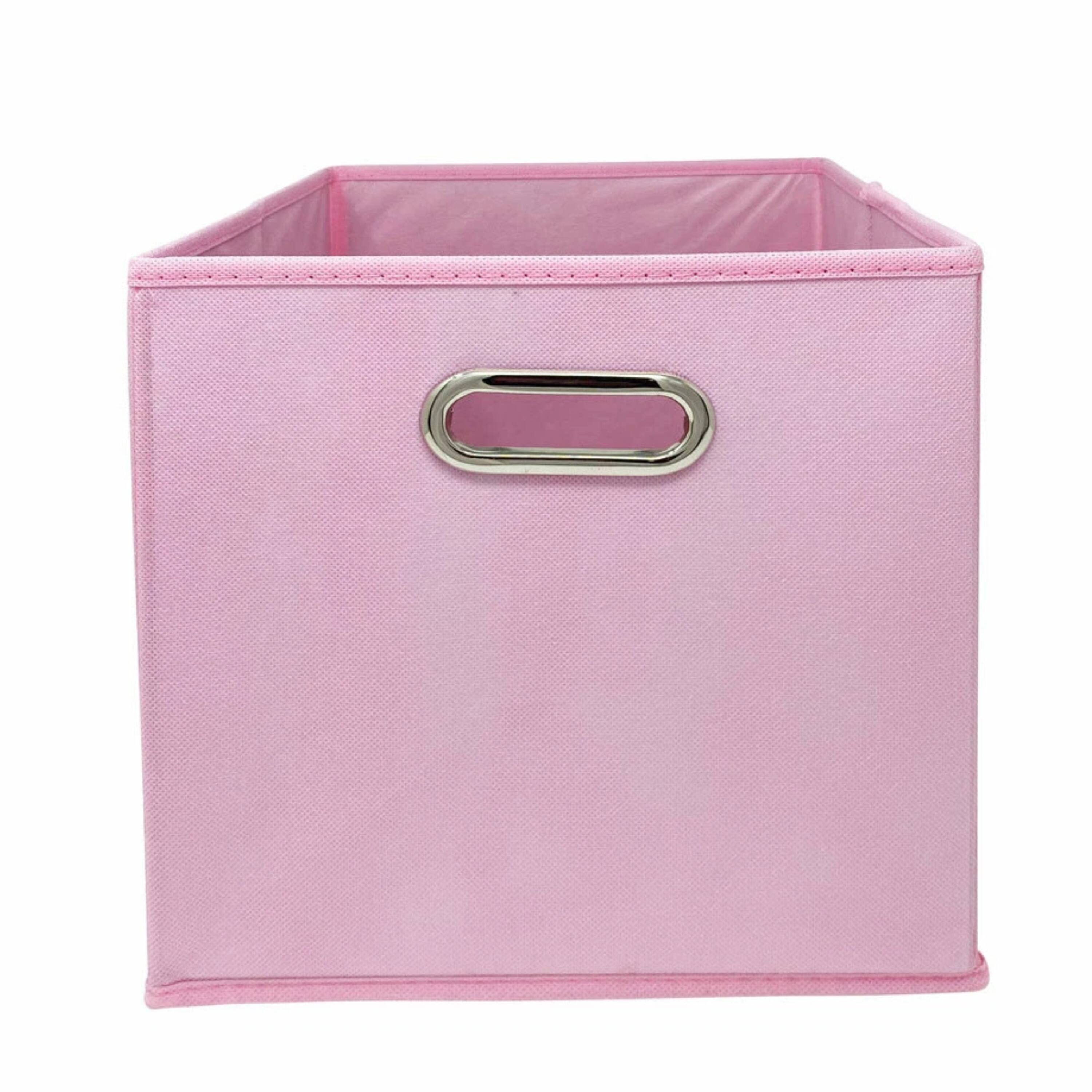 Back. Kitcheniva - Fabric Storage Cube Bins Organizer Basket Containers Bins Fabric Handle 10 Inch 6 Pack Pink.