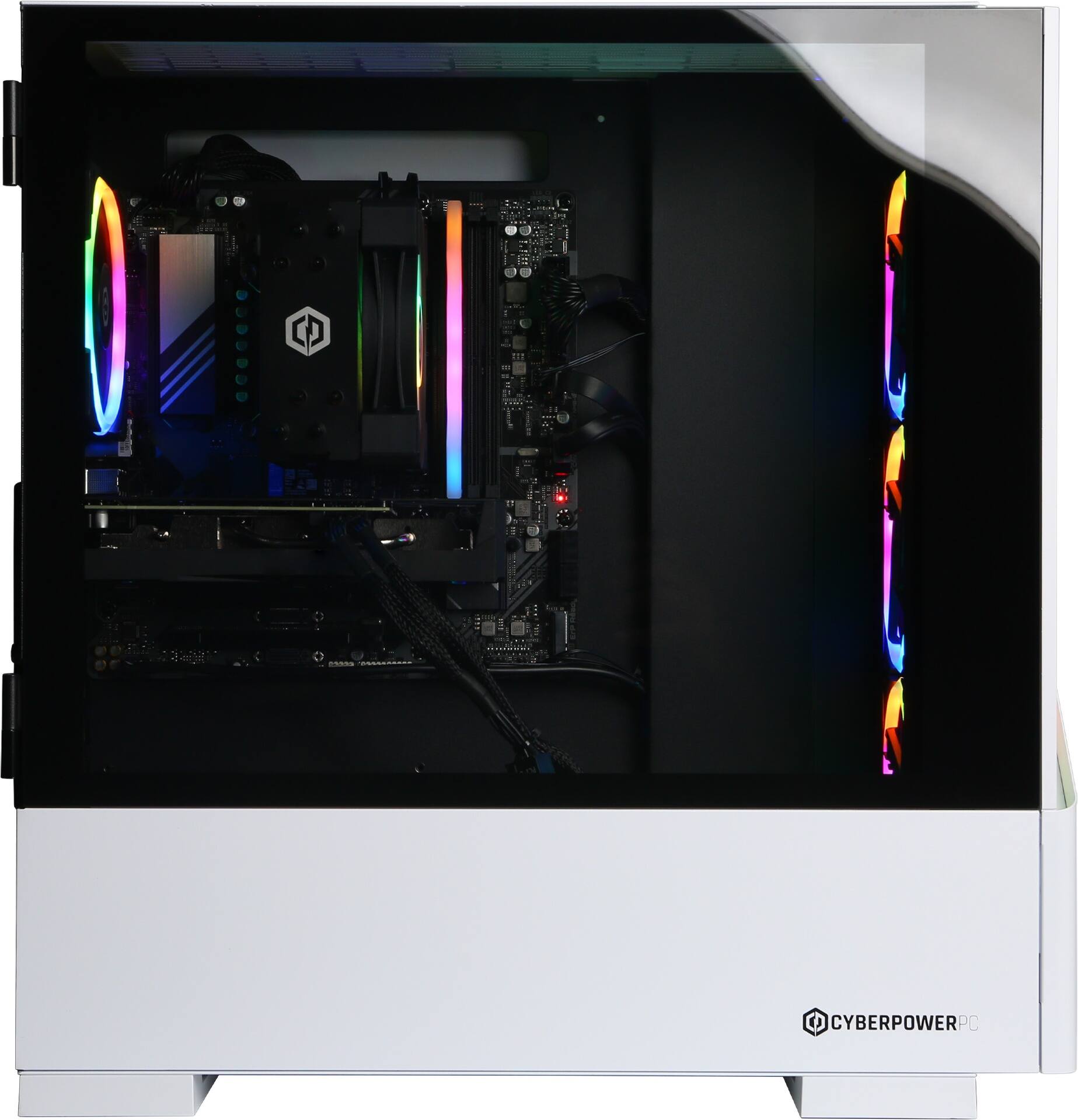 Alt View 13. CyberPowerPC - Gaming Desktop - AMD Ryzen 7 8700F - NVIDIA GeForce RTX 5050 8GB - 16GB DDR5 RGB - 2TB PCIe 4.0 SSD - White.