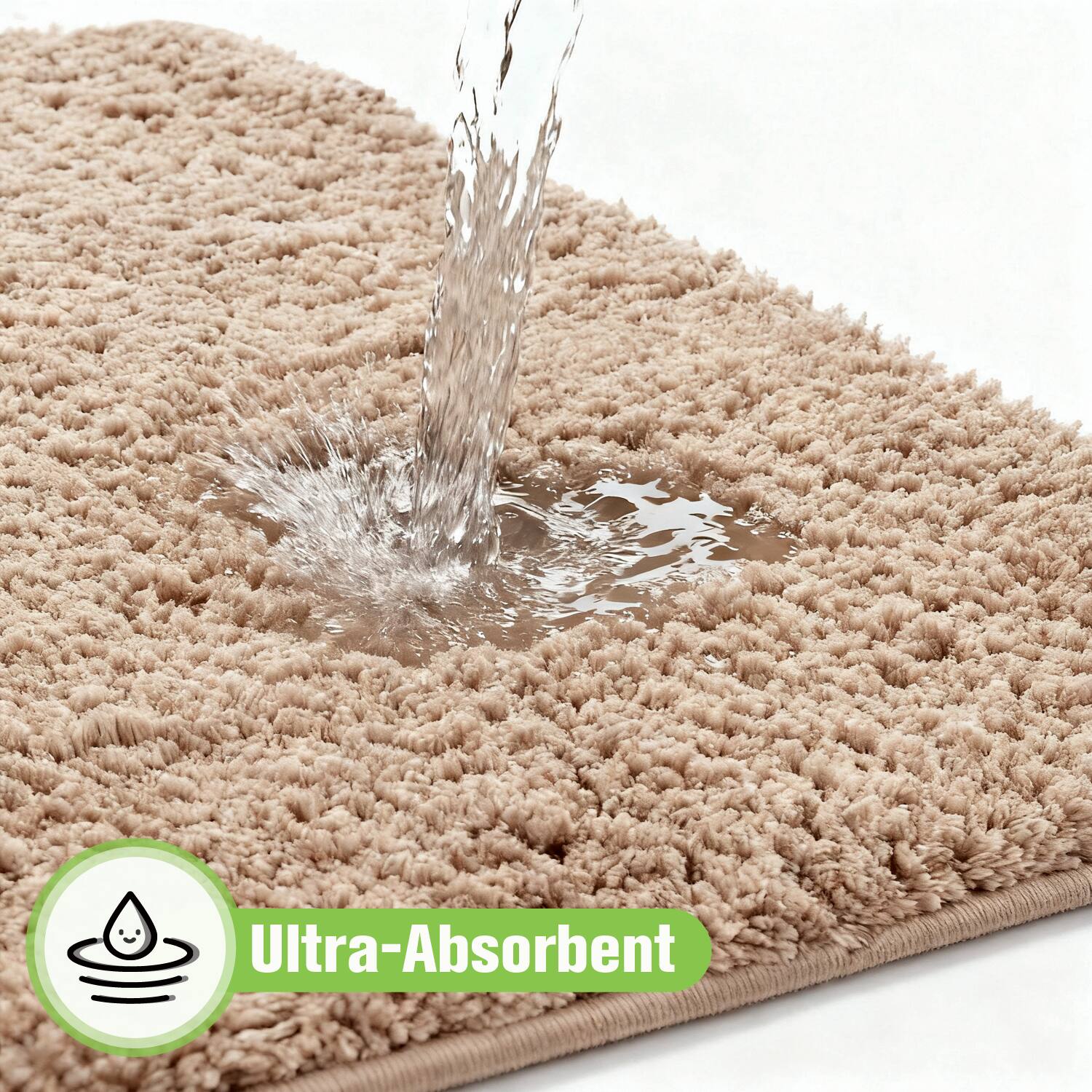 Angle. Garnen - 2x Bathroom Rugs Non Slip Bath Mat 20"x31" Bathroom Rug, Bath Mats for Bathroom Mat Towel, Washable Soft Absorbent,Beige - Beige.