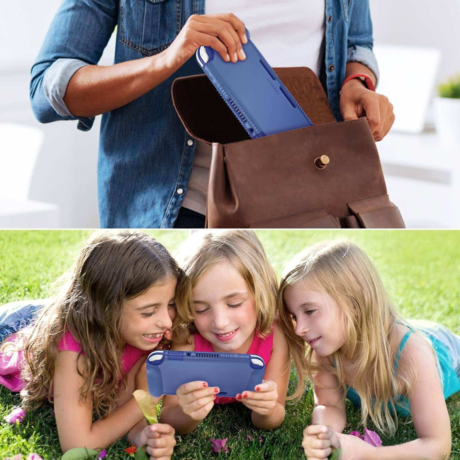 Alt View 3. Fintie - Soft Silicone Protective Case for Nintendo Switch Lite 2019, Ergonomic Grip, Anti-Slip, Lightweight Grip Case Cover - Navy Blue.