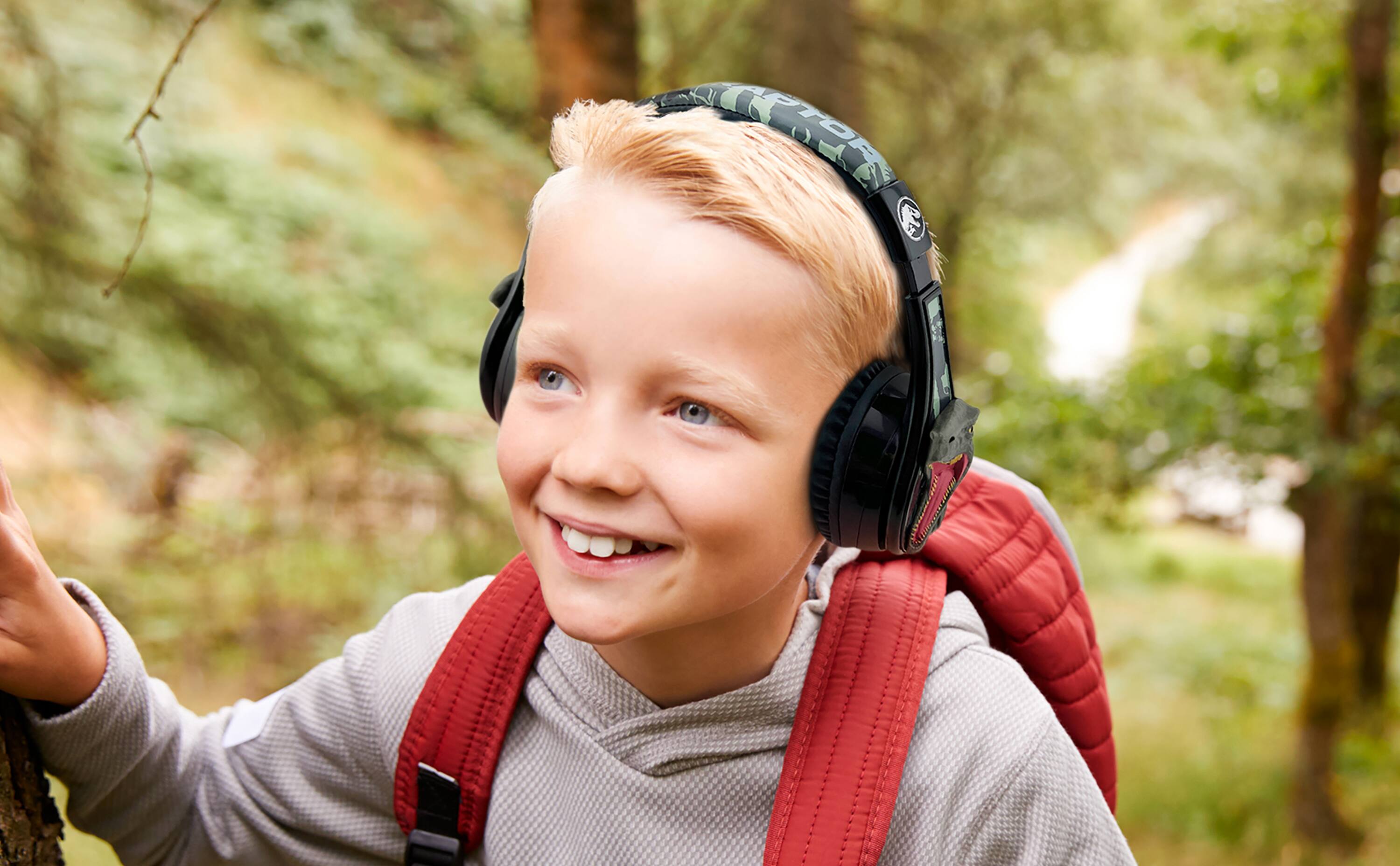 Alt View 1. eKids - eKids Jurassic World Bluetooth Headphones for Kids, Wireless Headphones for School, Home, or Travel - Multicolor.