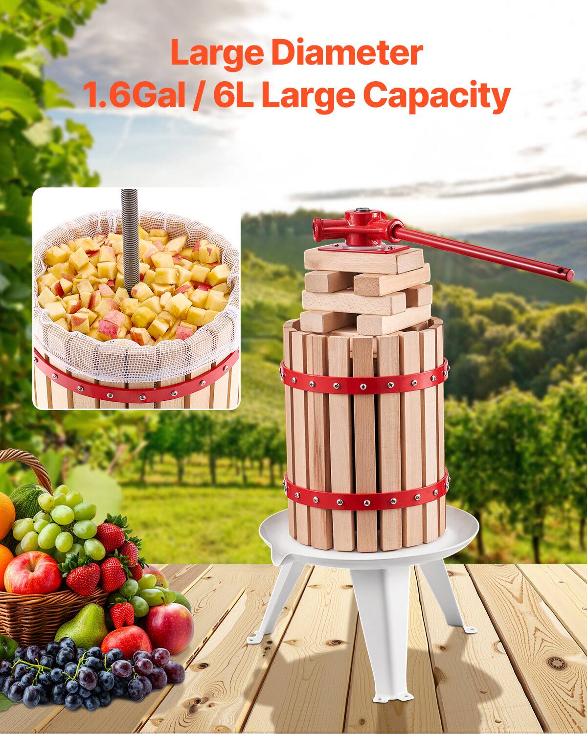 Large Diameter  
1.6Gal / 6L Large Capacity