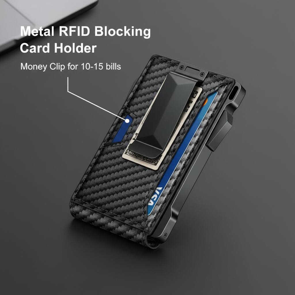 Metal RFID Blocking Card Holder  
Money Clip for 10-15 bills