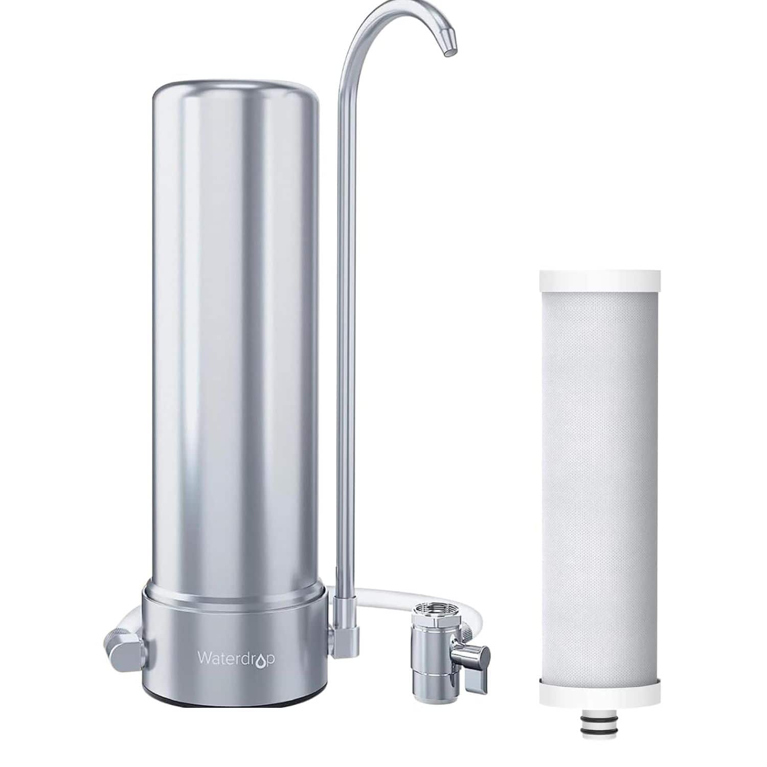 Waterdrop - CTF-01 Water Filter for Sink Faucet, 5-Stage Stainless Steel, Extra 1 CFF-01 Filter - White