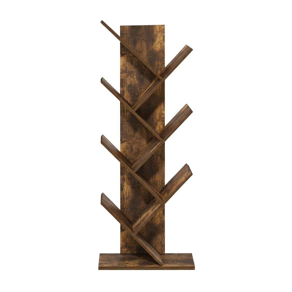 Back. FurniFact - Wood Bookcase with Sturdy Construction and Elegant Finish - Amber Pine.
