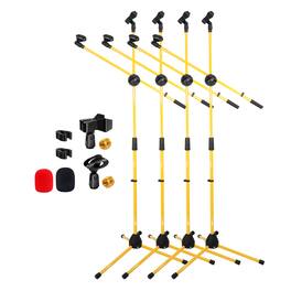 5 CORE - Microphone Stand Floor 4Pcs Universal Adjustable 63" Tripod Mic Stands w Boom Arm