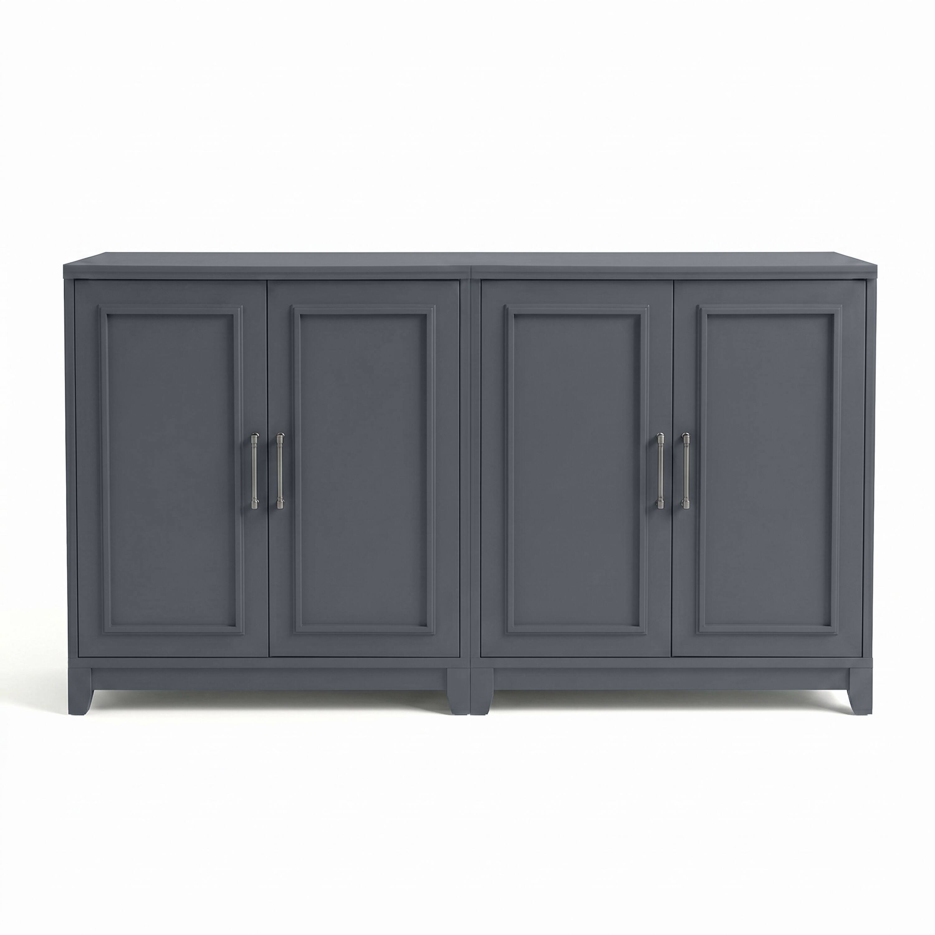 Alt View 1. Martha Stewart - Lily Pond Set of 2 Modular Storage Cabinets with Adjustable Shelf, Soft-Close Doors, Solid Wood Frames and Legs - Slate Blue Frame/Gunmetal Hardware.