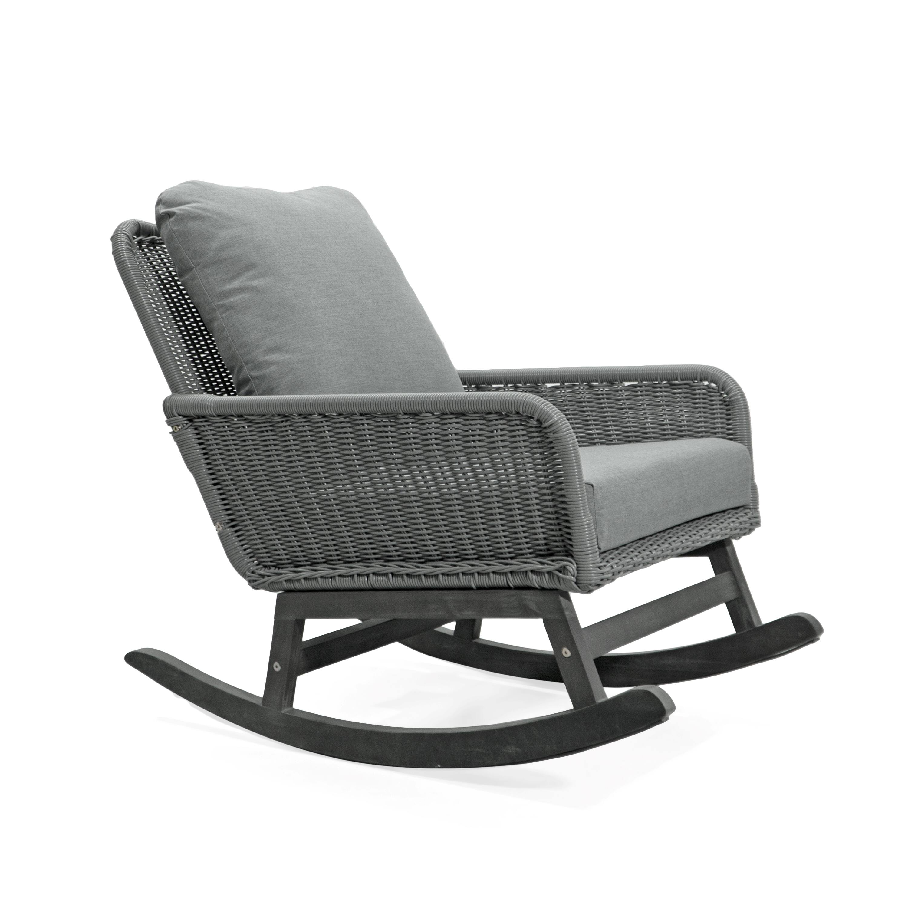 Left. Tiramisubest - Minimalist Wicker Rocking Chair with Polyester Cushions and Wooden Frame for Indoor and Outdoor Spaces,Gray - Gray.