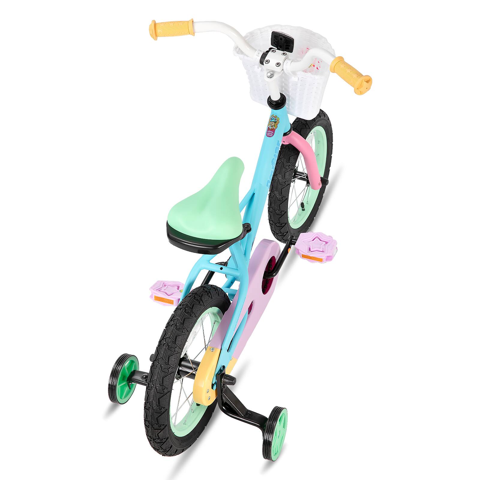 Alt View 5. JOYSTAR - JOYSTAR Macarons 14" Kids Bike with Training Wheels Basket, Coast Brake Child's Bike for 3-5 Years Old Boys Girls Blue - Blue.