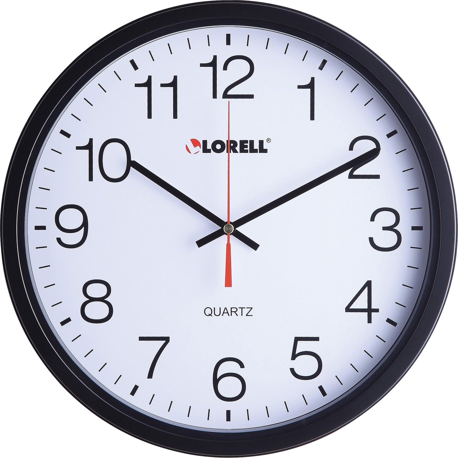 Lorell - 12 1/2" Slimline Wall Clock Analog Quartz Black Case Modern Style - White|Black
