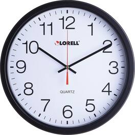 Lorell - 12 1/2" Slimline Wall Clock Analog Quartz Black Case Modern Style - White|Black