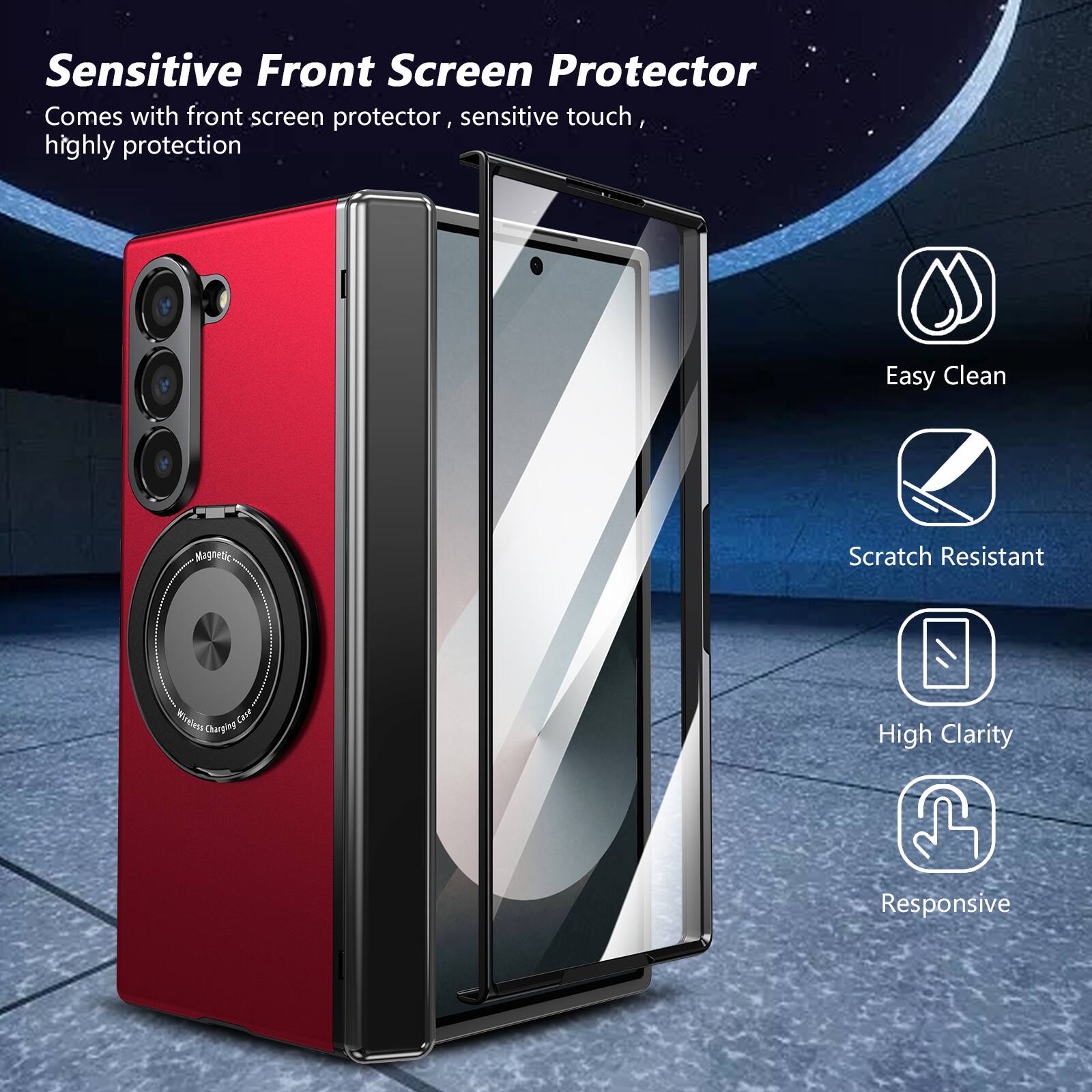 Sensitive Front Screen Protector  
Comes with front screen protector, sensitive touch, highly protection  

Easy Clean  
Scratch Resistant  
High Clarity  
Responsive