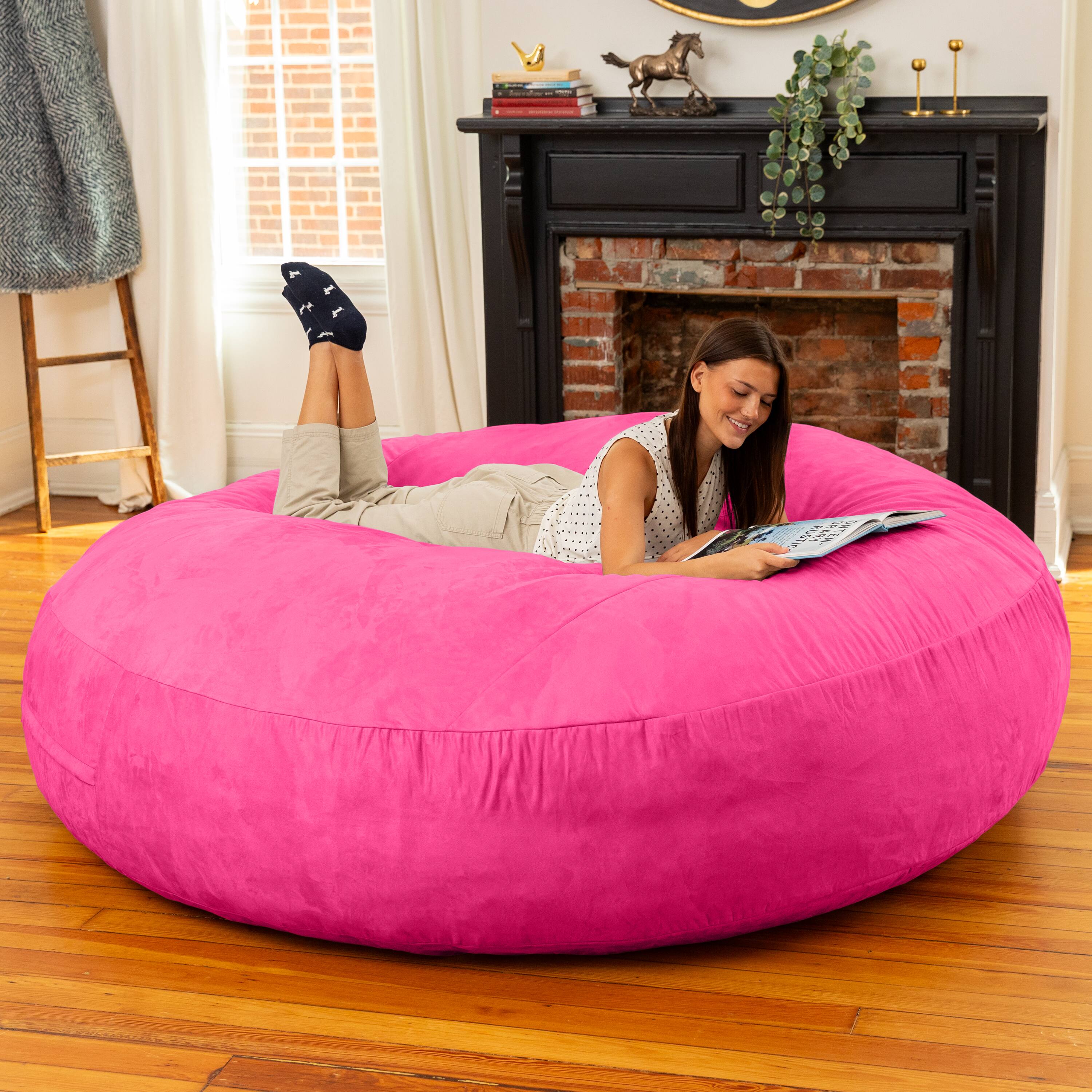Alt View 3. Jaxx - Jaxx 6 Foot Cocoon - 2-in-1 Convertible Bean Bag Bed & Large Bean Bag Chair for Adults, Fuchsia - Fuchsia.