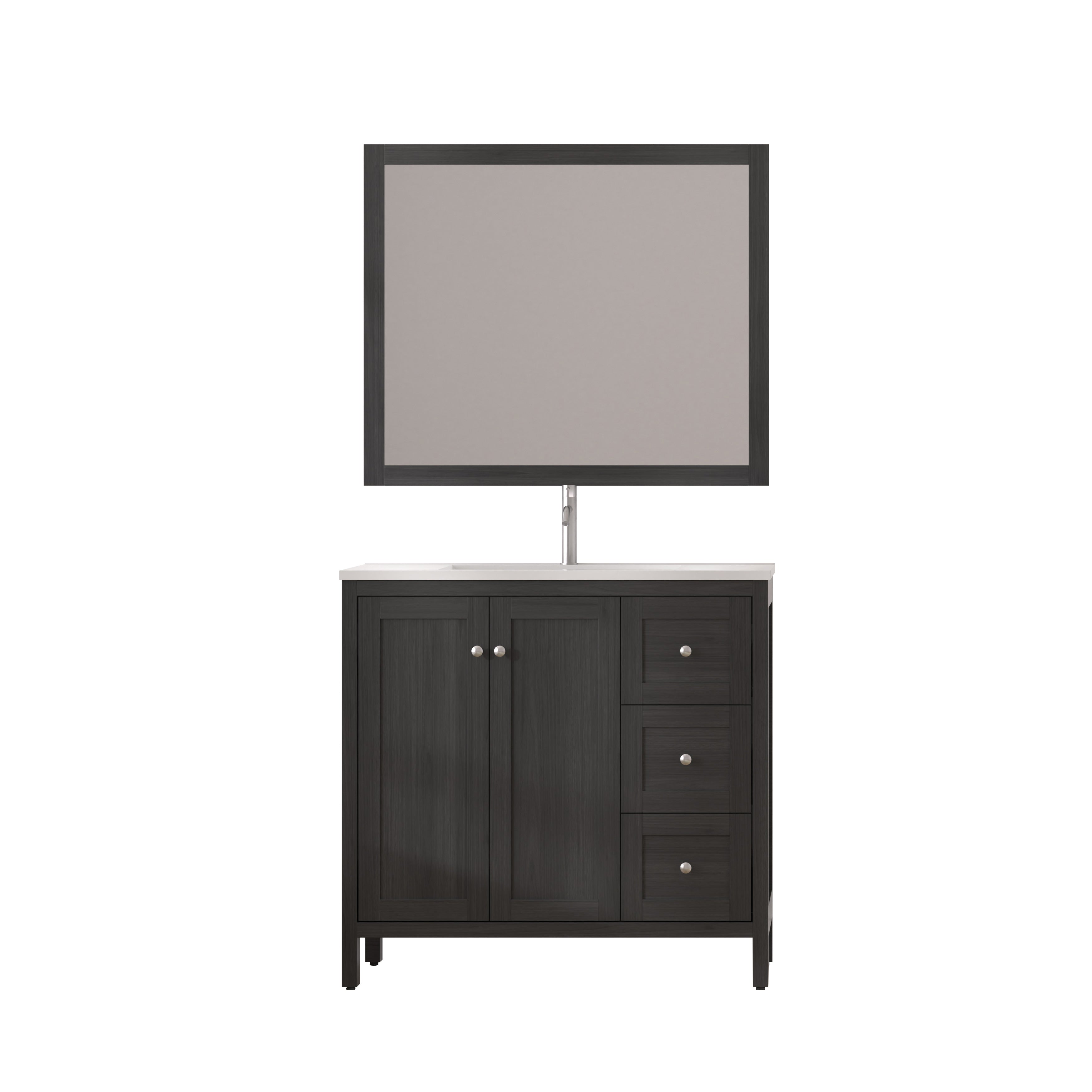 Alt View 8. Boyel Living - 35.5 in Bathroom Vanity Bathroom Cabinet with SMC Resin Basin and Soft-Close Doors and 3 Drawers in Munich Black - Black.