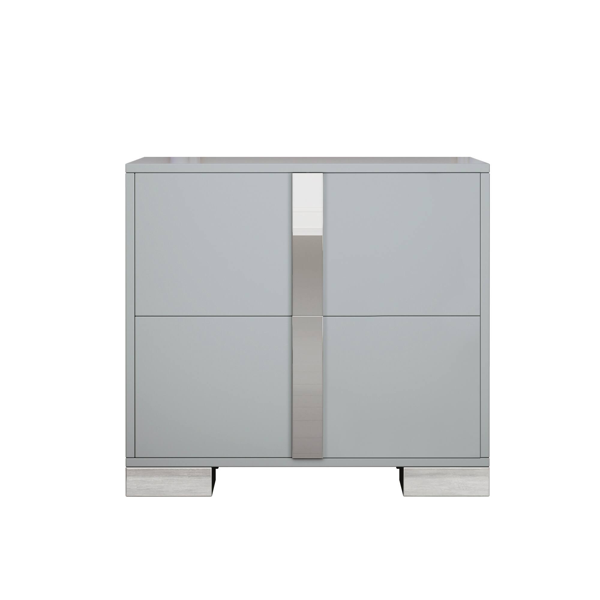 Alt View 1. Spaco - Spaco 2 Drawers Elegant Nightstand with Metal Foot, Mirrored Bedside Table for Bedroom, Living Room - Gray.