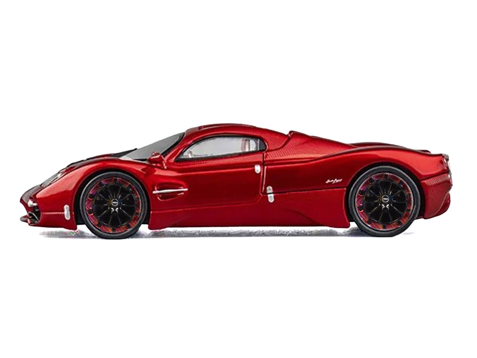 Angle. CM Models - Pagani Utopia Red Metallic with Red Carbon Top 1/64 Diecast Model Car by CM Model - Red Metallic.