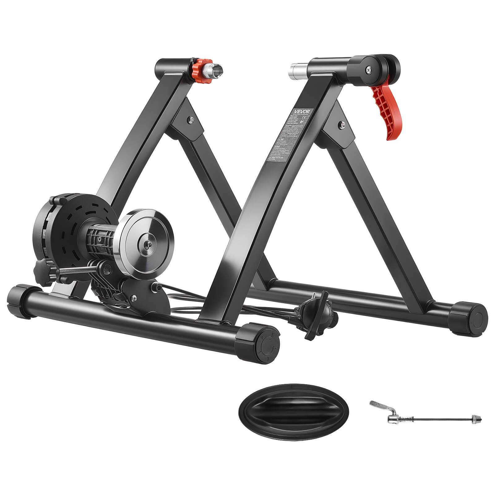 Front. VEVOR - Bike Trainer, 6 Level Resistance, 26-29 in & 700C Wheels, Foldable Magnetic Bicycle Stationary Stand for Exercise Riding - Black.