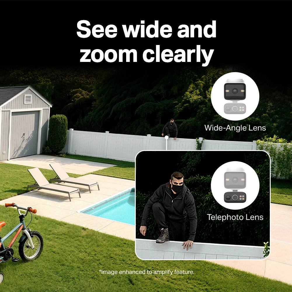 See wide and zoom clearly  
Wide-Angle Lens  
Telephoto Lens  
*Image enhanced to amplify feature.