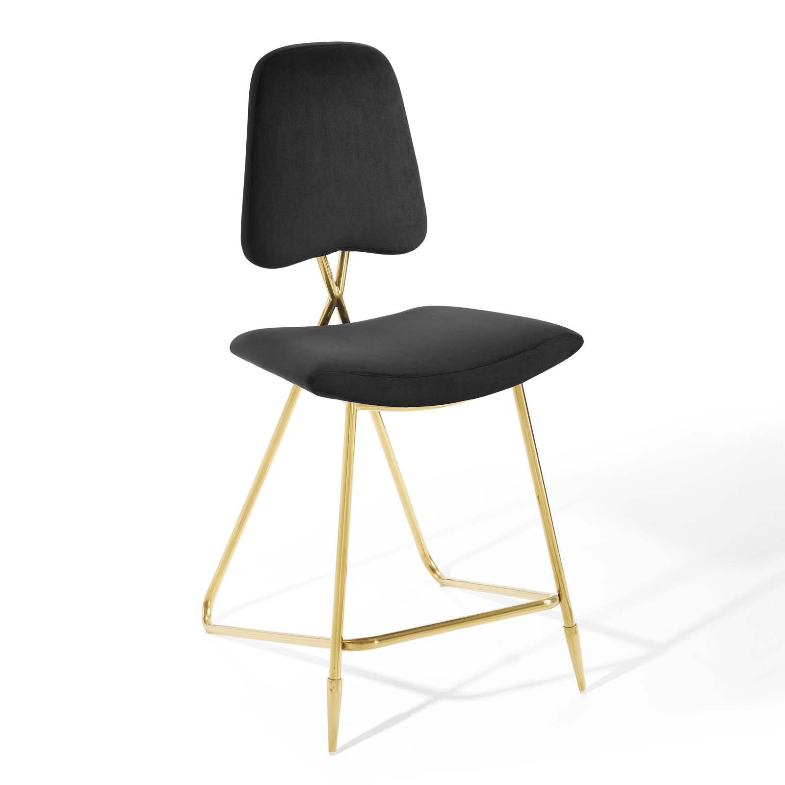 Angle. Modway - Ponder Performance Velvet Counter Stool by Modway - Black.