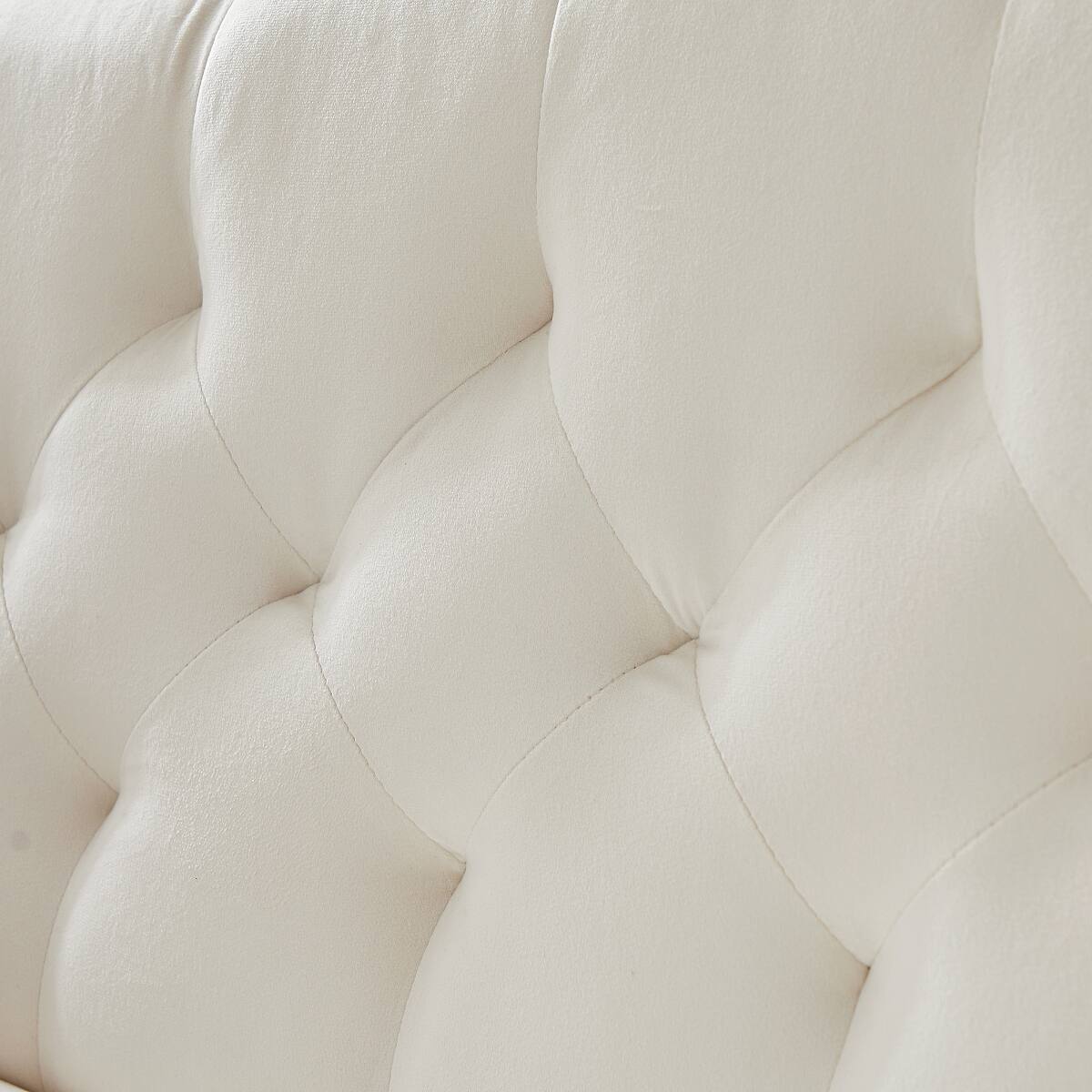 Left. Ropilly - Ropilly Cream White 2 Seater Sofa, Contemporary Tufted Velvet Sofa with Metal Legs - Cream White.
