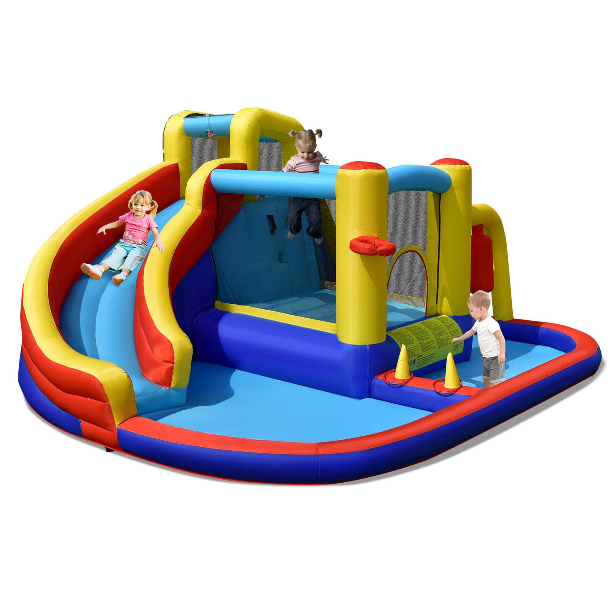 Alt View 9. Gymax - Gymax 7-in-1 Inflatable Water Slide Water Park Kids Bounce Castle Without Air Blower.