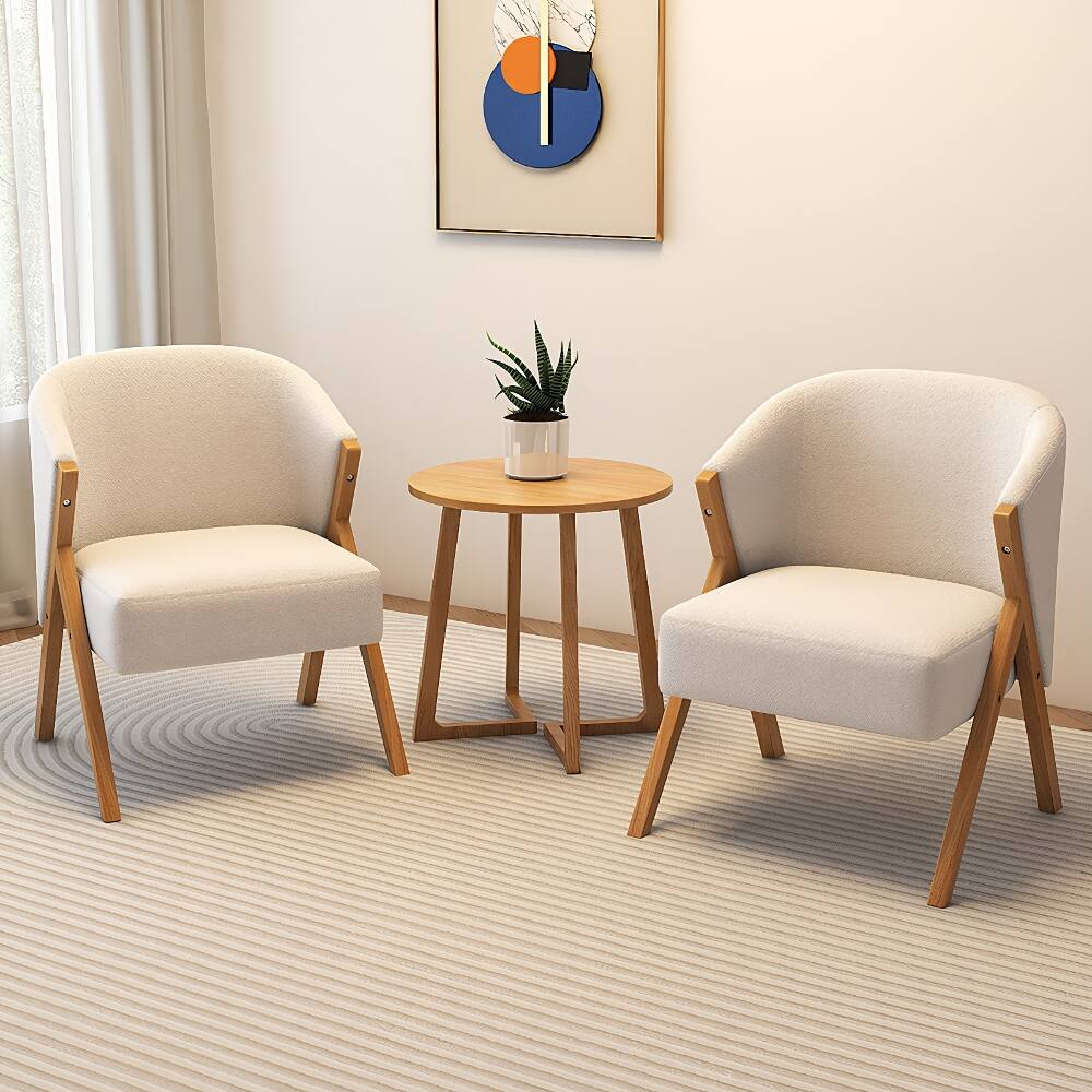 Alt View 1. Loheer - Loheer 24 Inch Round End Table Mid Century Modern Solid Wood Sofa Side Table Natural - Natural.