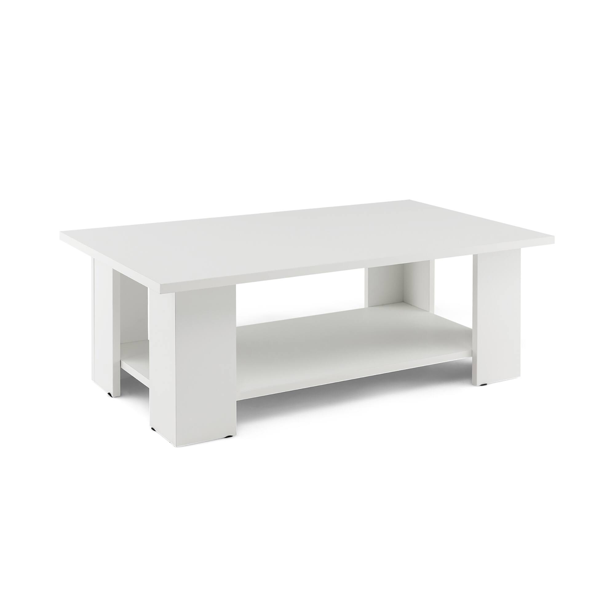 Alt View 6. Costway - Coffee Table 2-Tier Modern Center Cocktail Table W/Storage Shelf for Living Room - White.