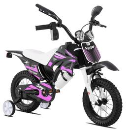 JOYSTAR - Thunderbolt 12" Motocross Style Kids Bike for Ages 2-4 Boys Girls, Children Bicycle with Training Wheels - Pink