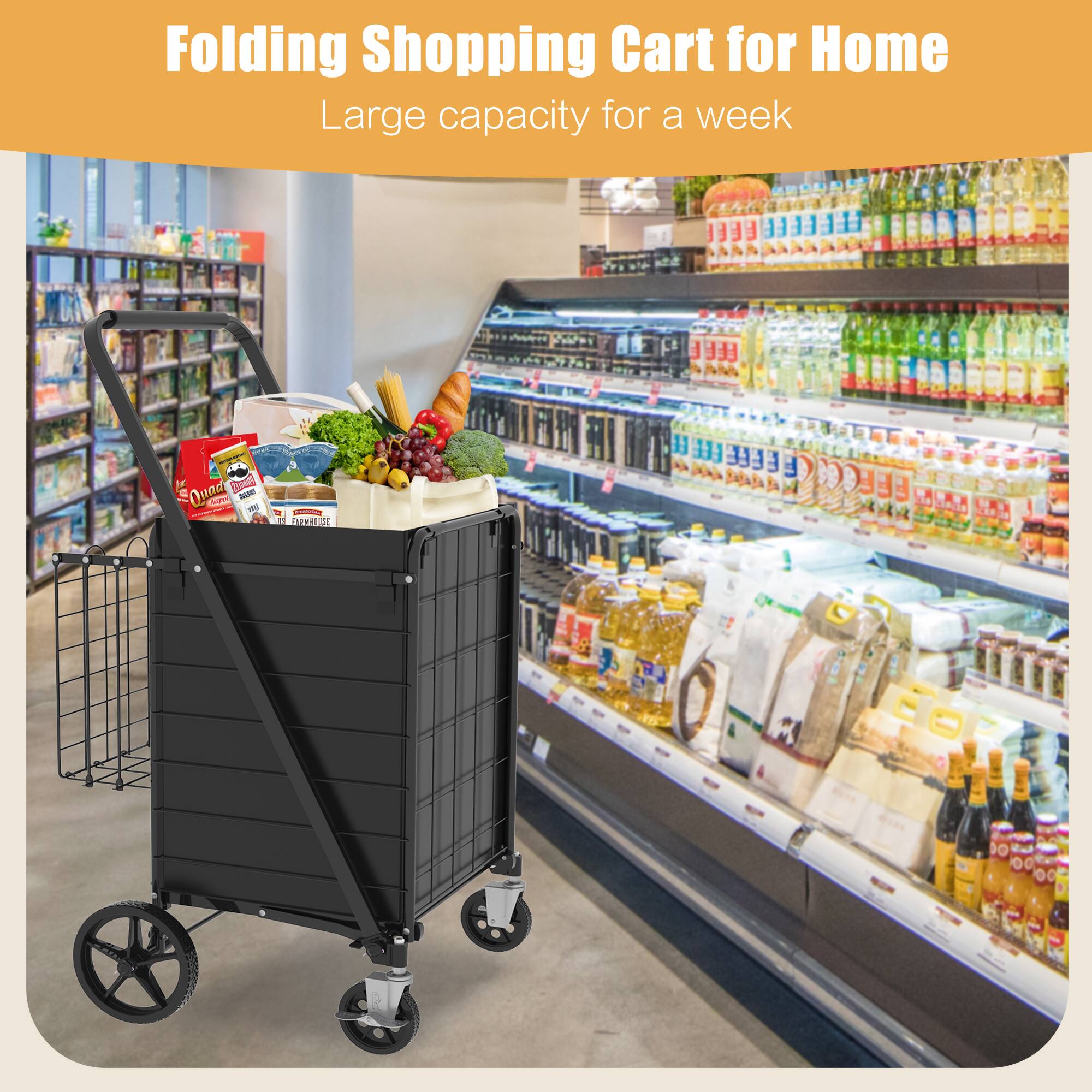 Folding Shopping Cart for Home  
Large capacity for a week