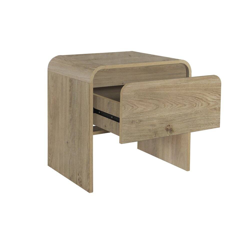 Angle. New Classic Furniture - Mara 2-Piece Wood End Table/Bedside Table in Natural - Beige.