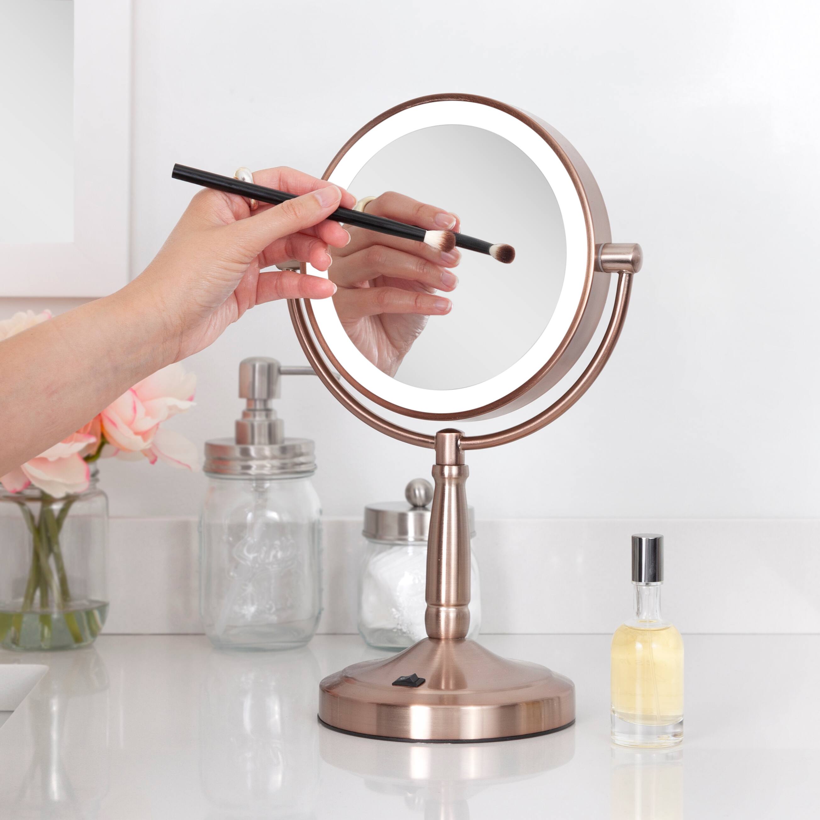 Alt View 1. Zadro - Cordless LED Lighted Makeup Mirror with 10X/1X Magnifications for Flawless Beauty - Rose Gold.