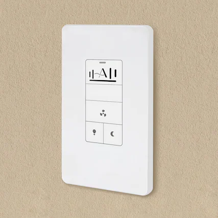 Front. Akicon - Akicon Humidity Sensor LED Timer Switch with Motion-Activated Wall Plate for Bathroom Exhaust Fan in White - White.
