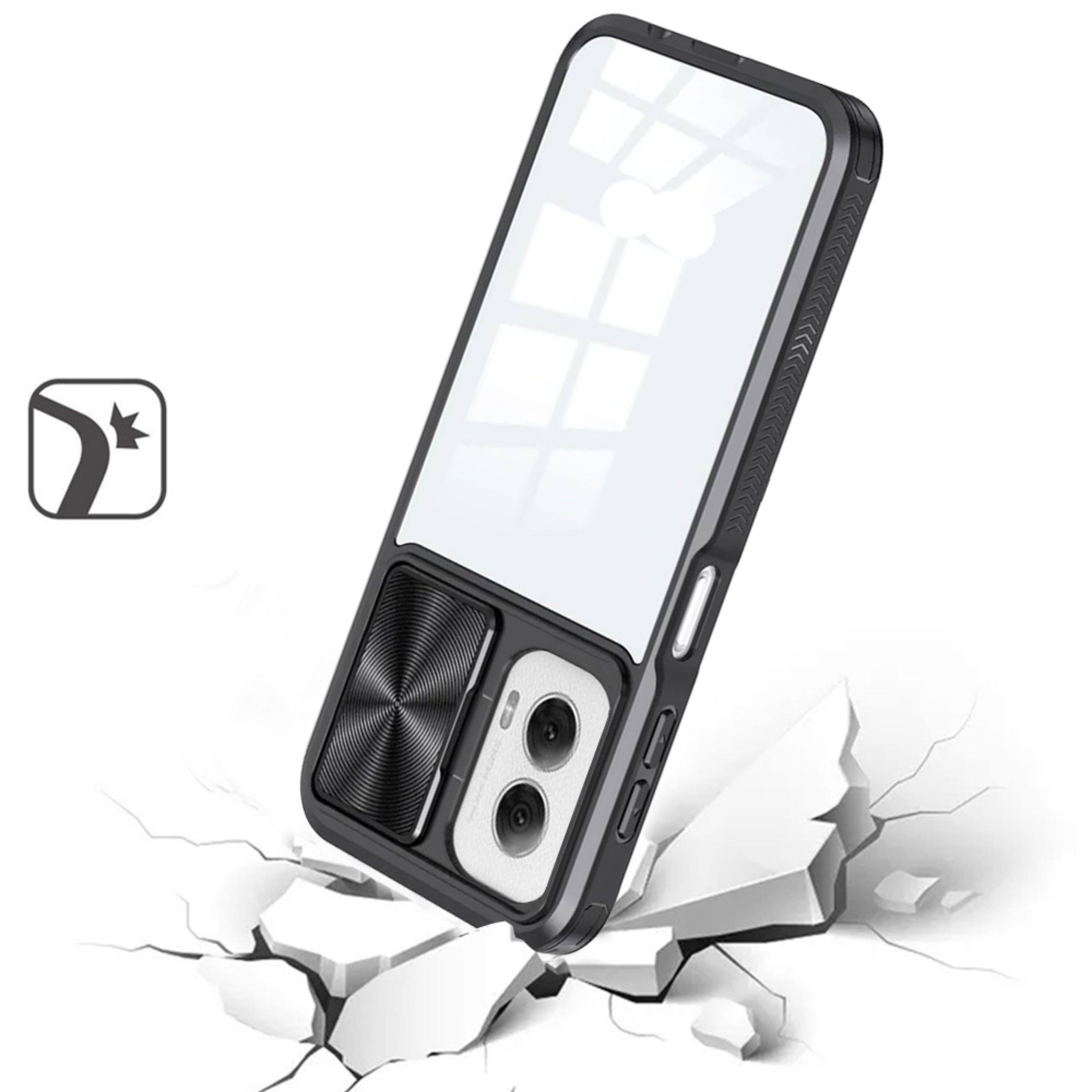 Left. Kitcheniva - Sliding Camera Shield Case With Tempered Glass For Moto G 5G 2024 Black - Black.
