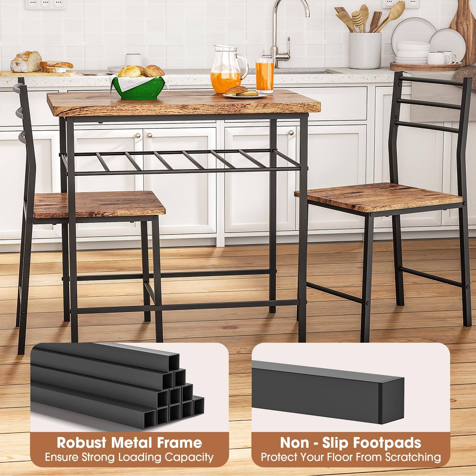 Robust Metal Frame  
Ensure Strong Loading Capacity  

Non-Slip Footpads  
Protect Your Floor From Scratching