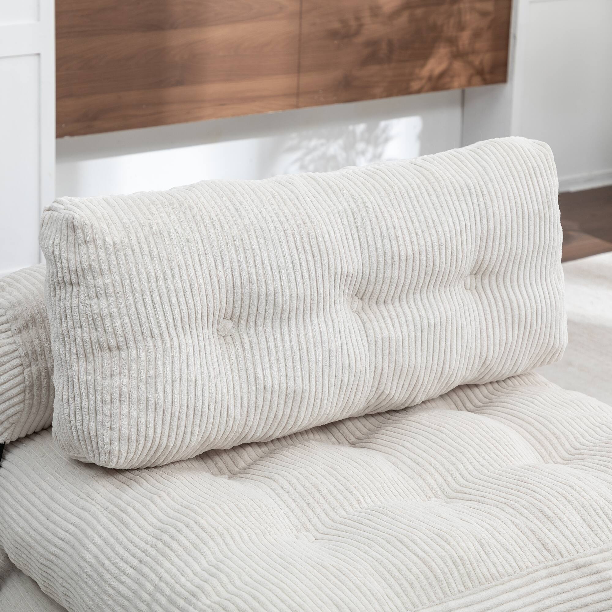 Alt View 8. LOVMOR - 68 Inch Corduroy Bean Bag Chairs For Living Room Bedroom Reading Textured Ribbed Indoor Lounge Seating Comfort - Beige.