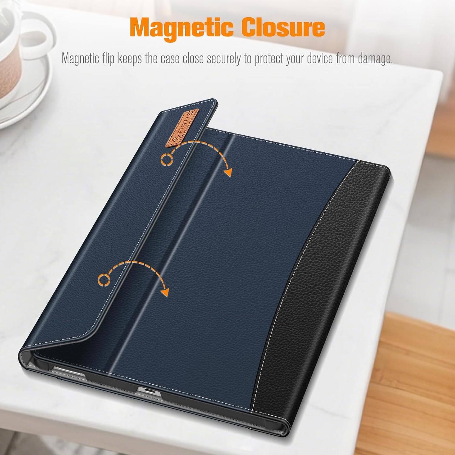 Magnetic Closure  
Magnetic flip keeps the case close securely to protect your device from damage.