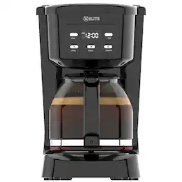 Kitchen Elite - 12-Cup Digital Programmable Drip Coffee Maker with Glass Carafe - Black
