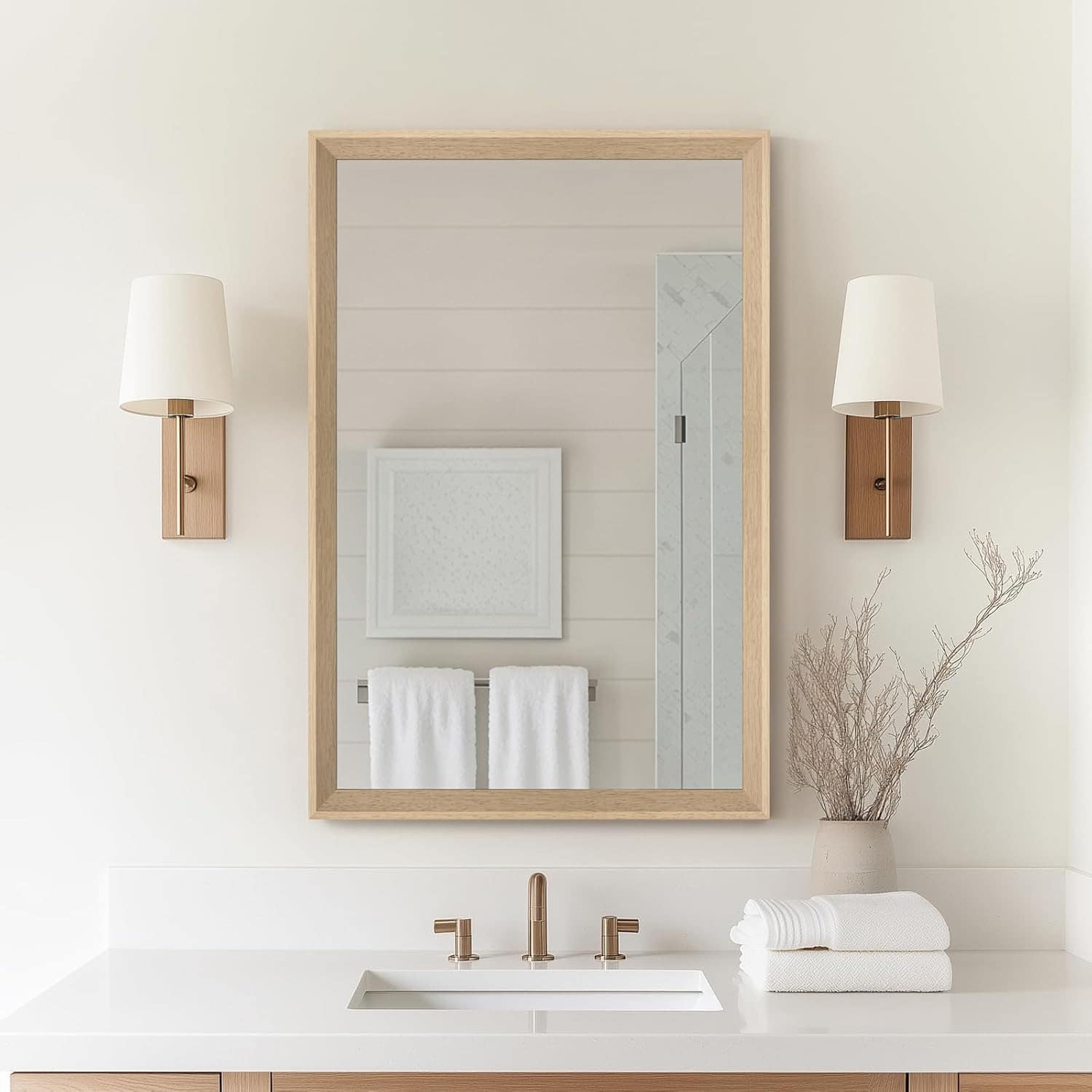 ULTRUE - UTBM0RT01OW05176 Oak Wood Effect 20x30 Framed Wall Mirror