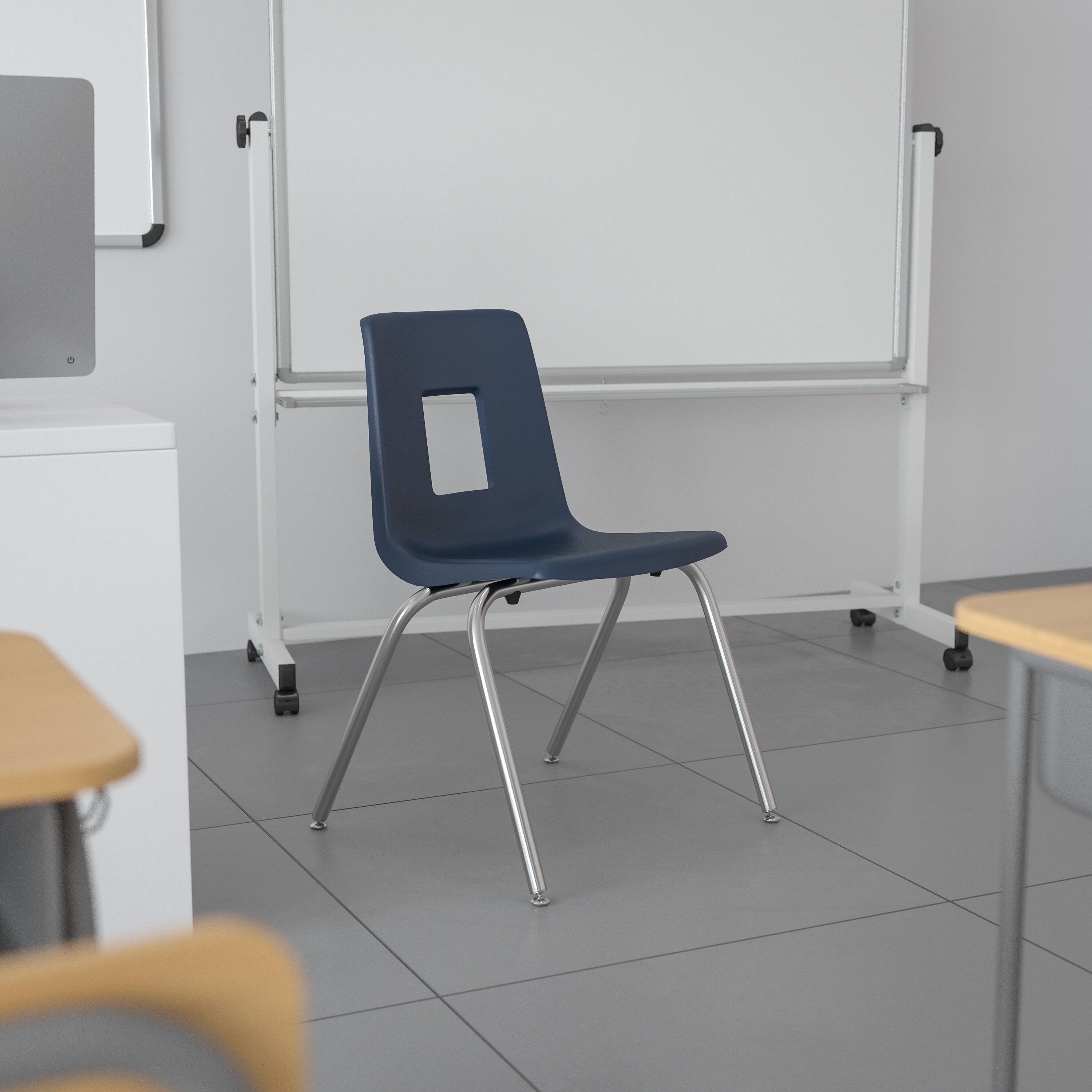 Alt View 1. Emma + Oliver - Student Stack School Chair - 16-inch - Navy.