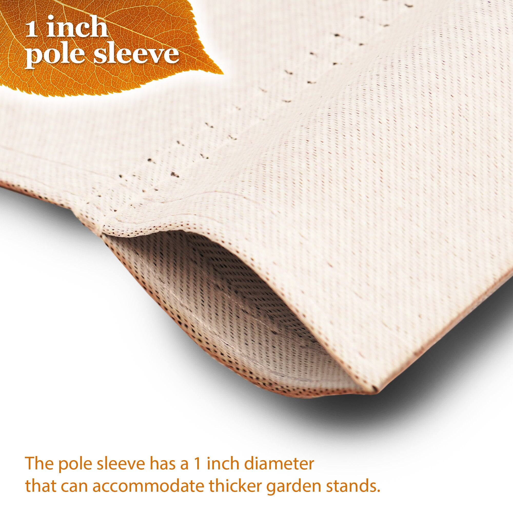 1 inch pole sleeve

The pole sleeve has a 1 inch diameter that can accommodate thicker garden stands.