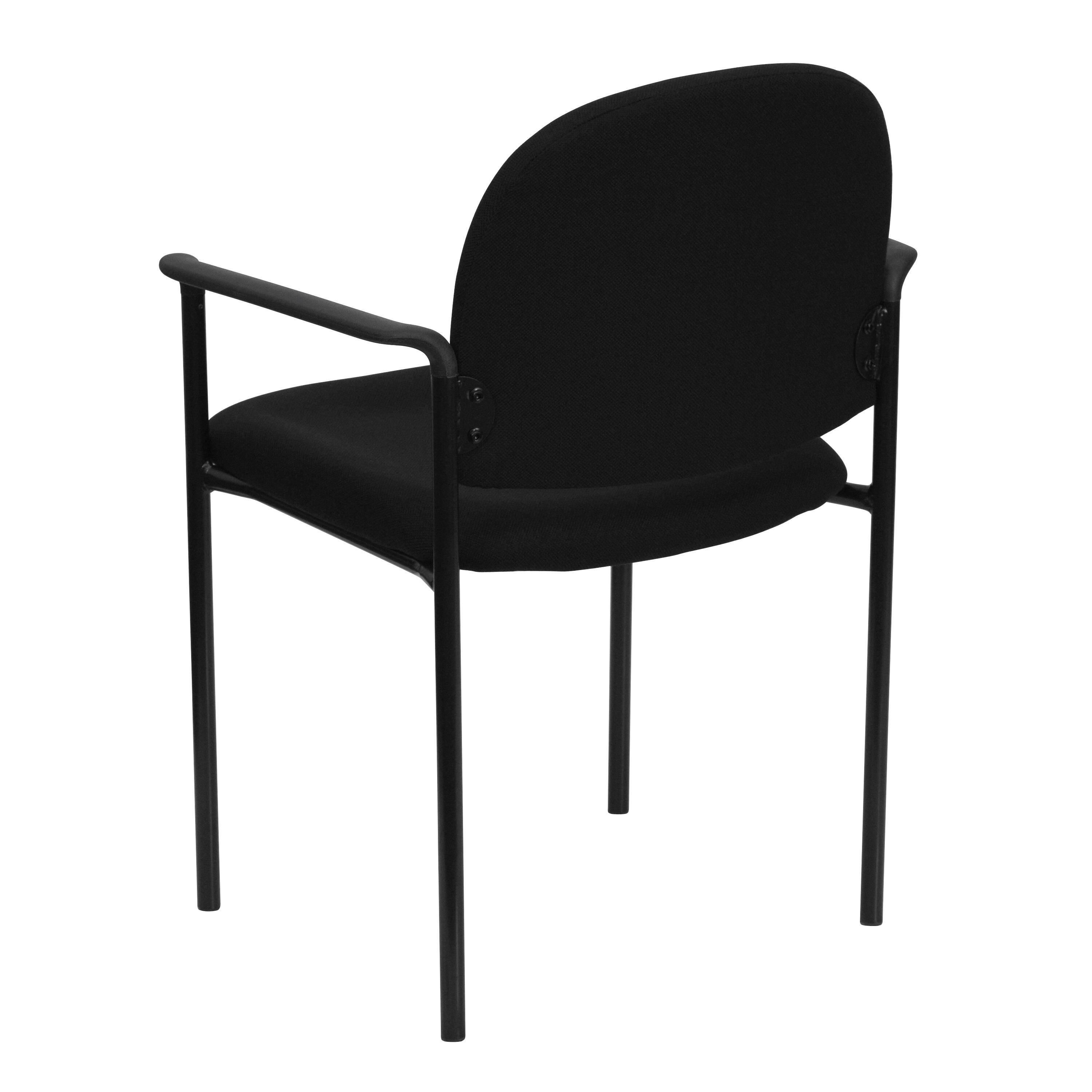 Alt View 5. Emma + Oliver - Comfort Stackable Steel Side Reception Chair with Arms - Black Fabric.
