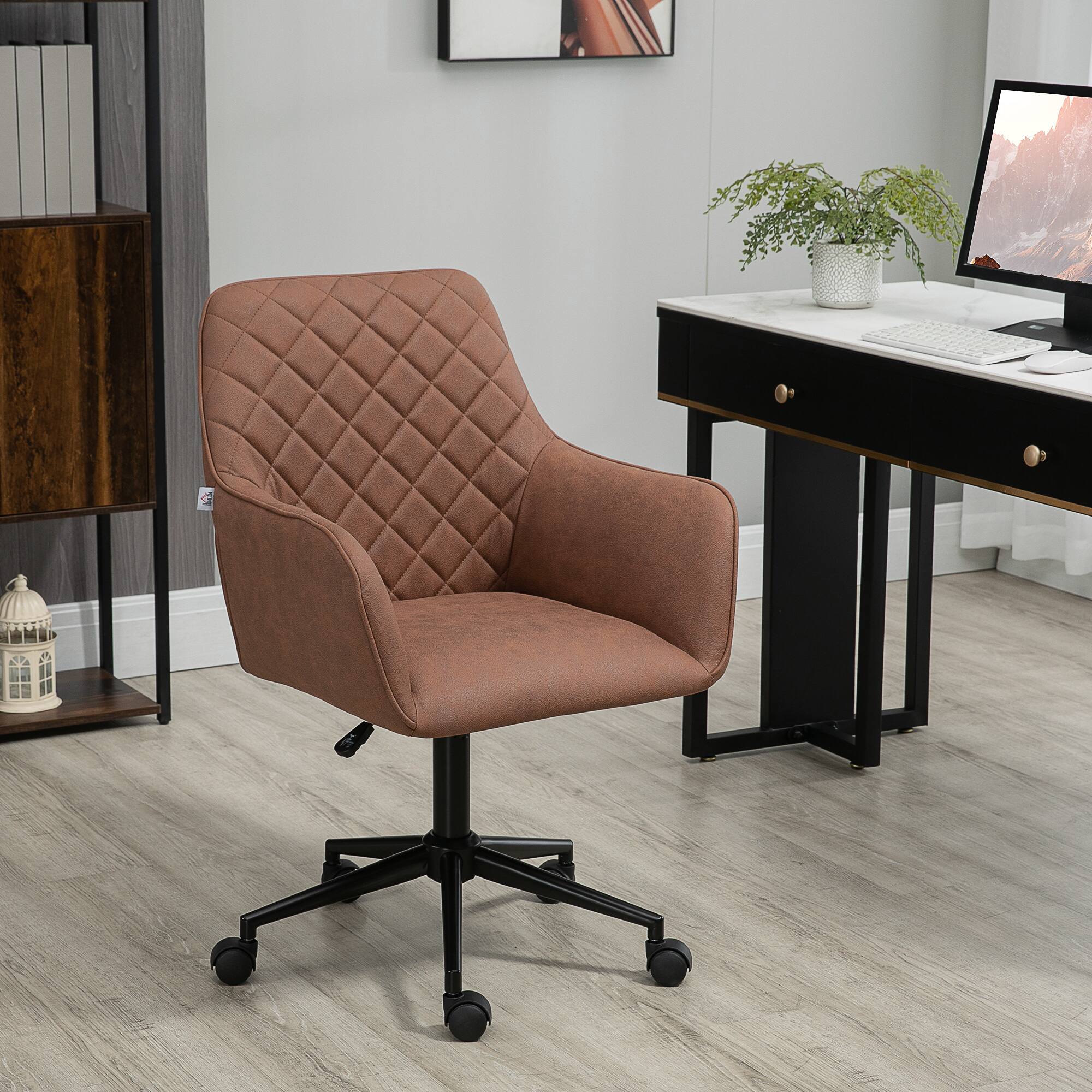 Angle. Vinsetto - Mid Back Office Chair with Diamond Line Design - brown.