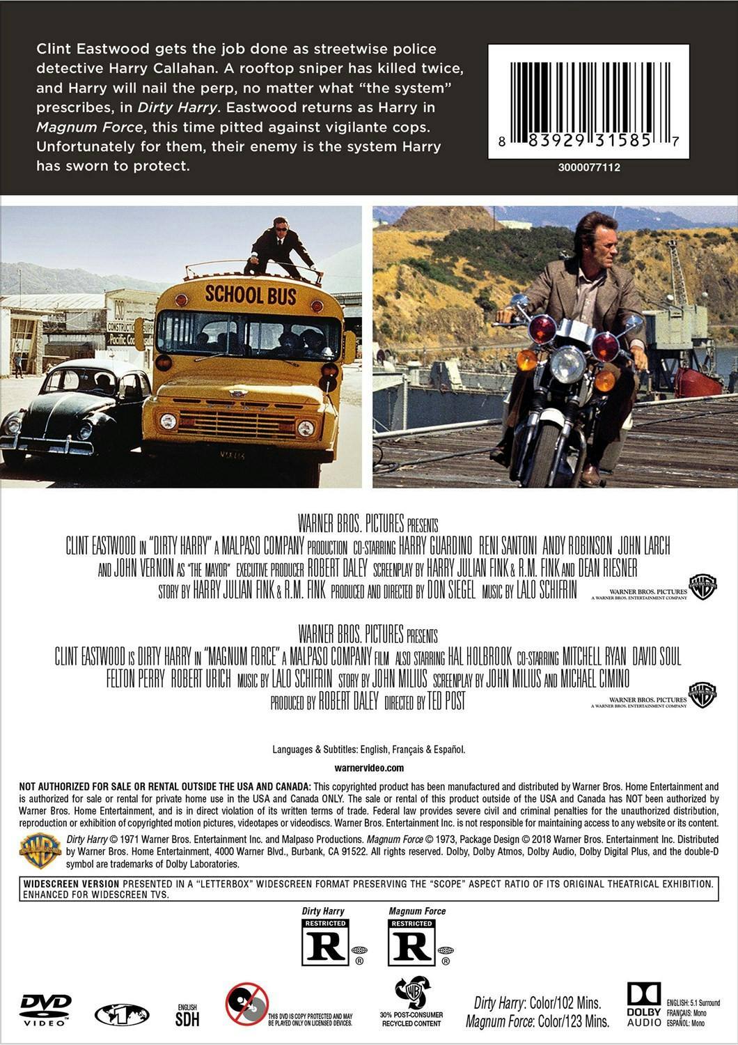 Back. Dirty Harry/Magnum Force DBFE (DVD Double Feature) [DVD].