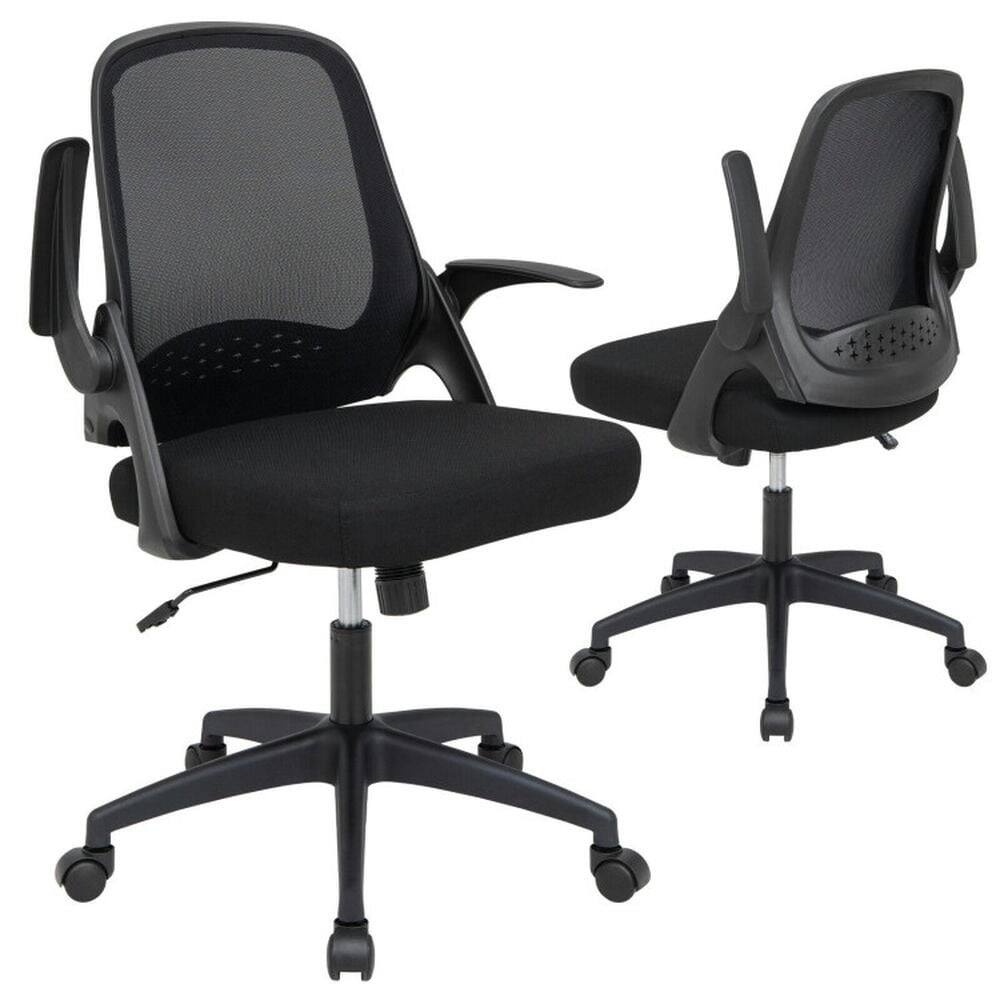 Back. Kadyn - Adjustable Mesh Office Chair Rolling Computer Desk Chair with Flip-up Armrest-Black, Home Office Computer Desk Chair - Black.