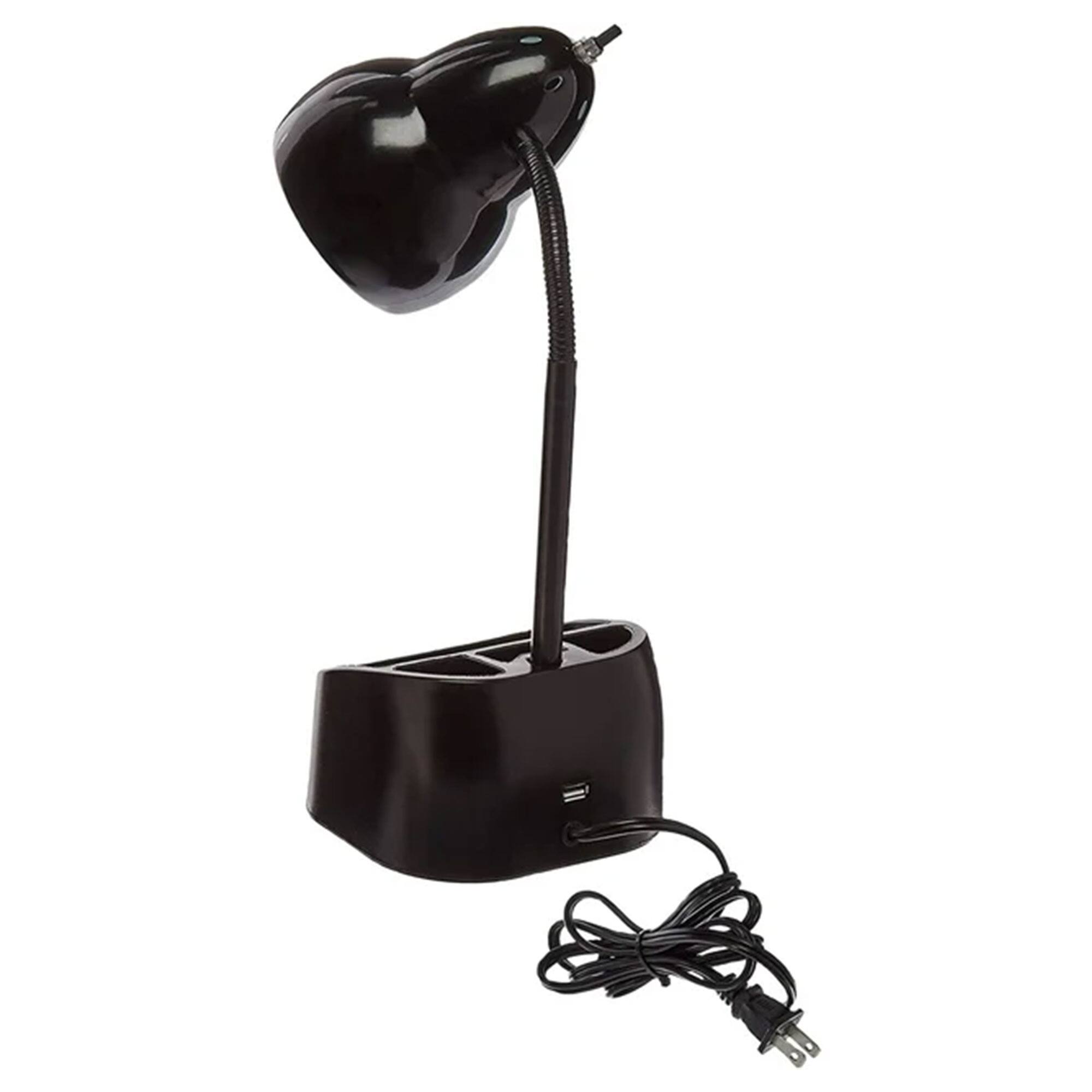 Alt View 7. Globe Electric - Globe Electric LED Integrated Goose Neck Desk Lamp with USB Port and Organizer - Black.