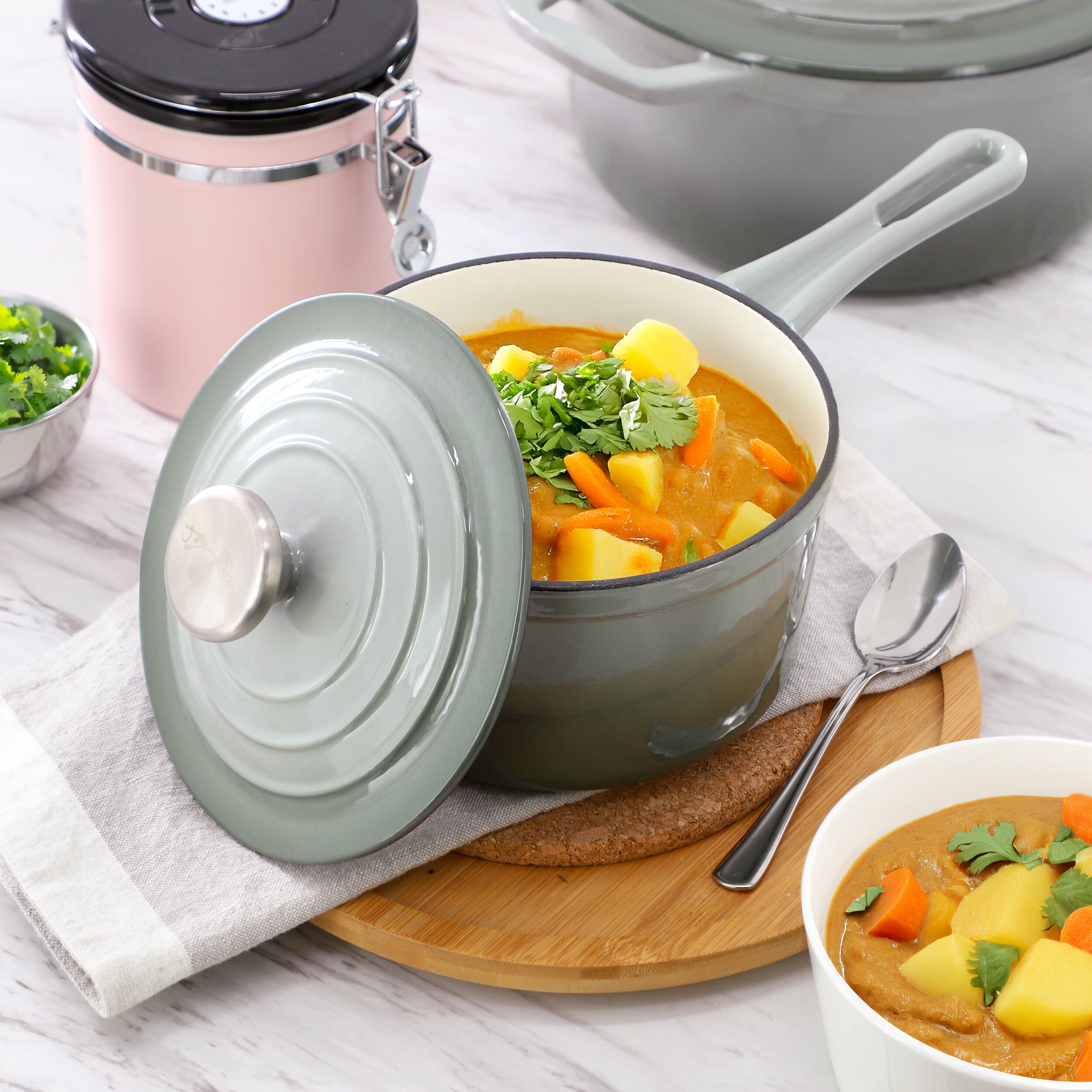 Alt View 5. Mega Chef - MegaChef 7 Piece Enameled Cast Iron Cookware Set in Gray - Gray.